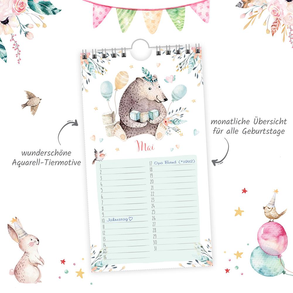 Beispielinhalt (Bild) Trötsch Geburtstagskalender Waldfreunde