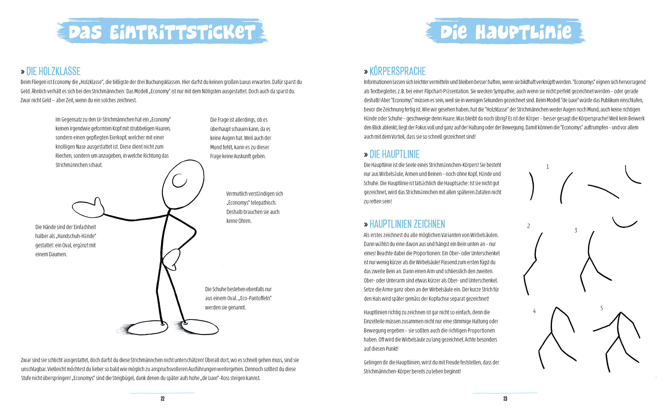 Beispielinhalt (Bild) Lebendige Strichmännchen zeichnen - Das Workbook