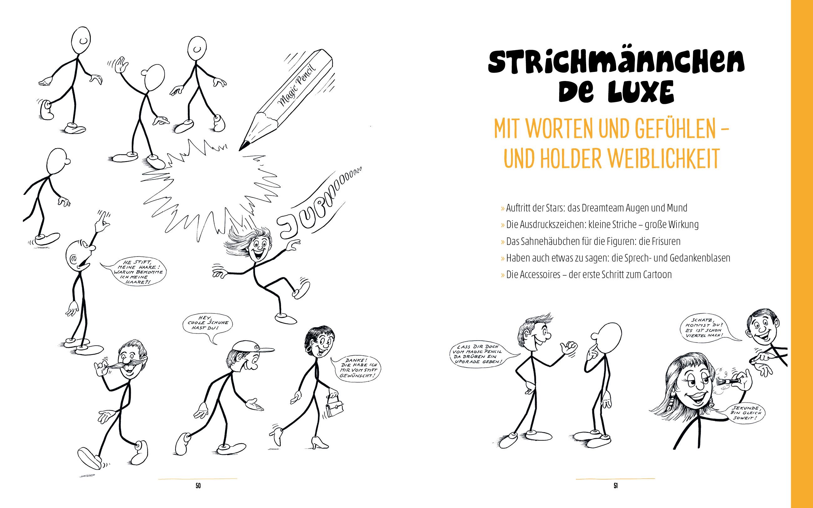 Beispielinhalt (Bild) Lebendige Strichmännchen zeichnen - Das Workbook