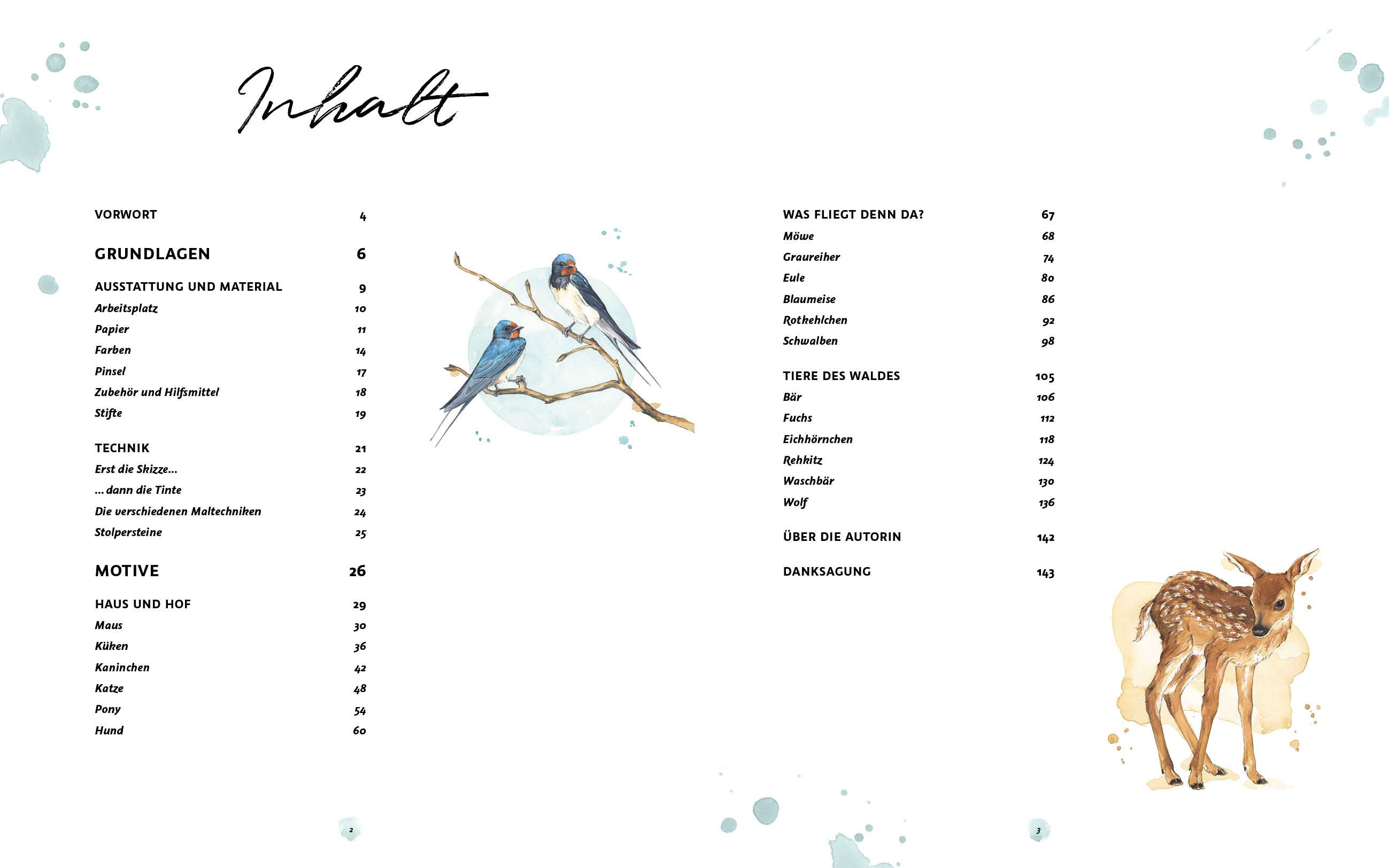 Beispielinhalt (Bild) Die Kunst der Aquarellmalerei - Tiere: alle Watercolor-Grundlagen, Techniken und Motive Step by Step