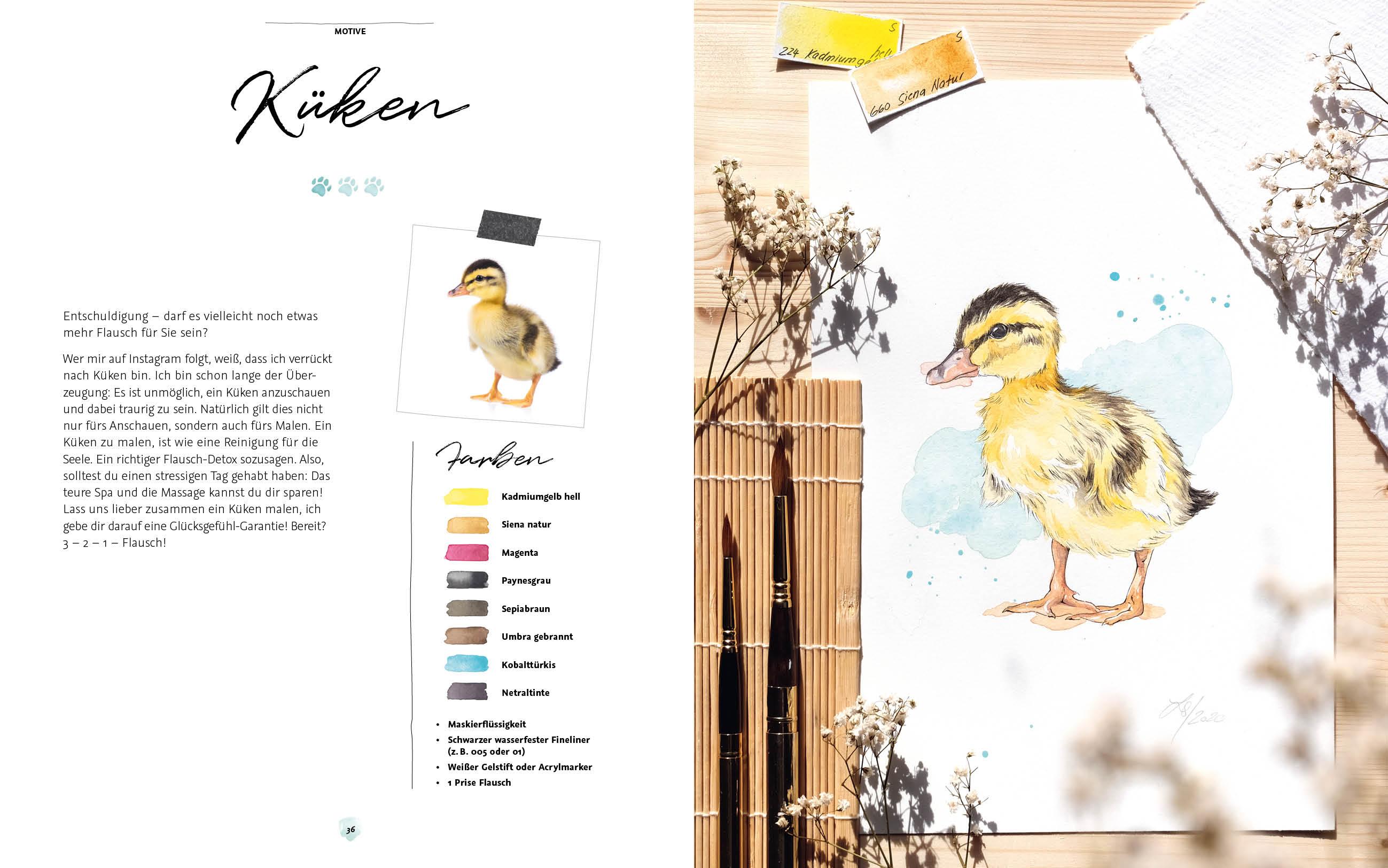Beispielinhalt (Bild) Die Kunst der Aquarellmalerei - Tiere: alle Watercolor-Grundlagen, Techniken und Motive Step by Step