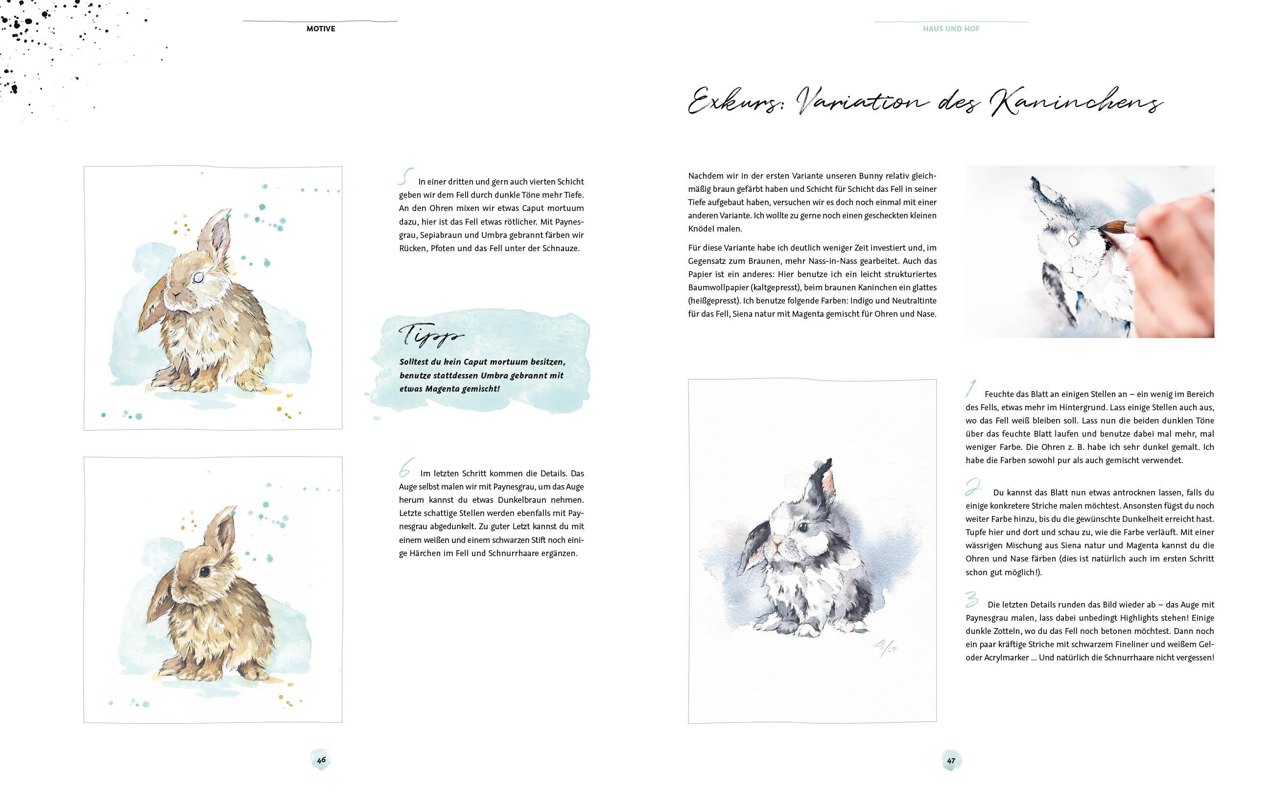 Beispielinhalt (Bild) Die Kunst der Aquarellmalerei - Tiere: alle Watercolor-Grundlagen, Techniken und Motive Step by Step