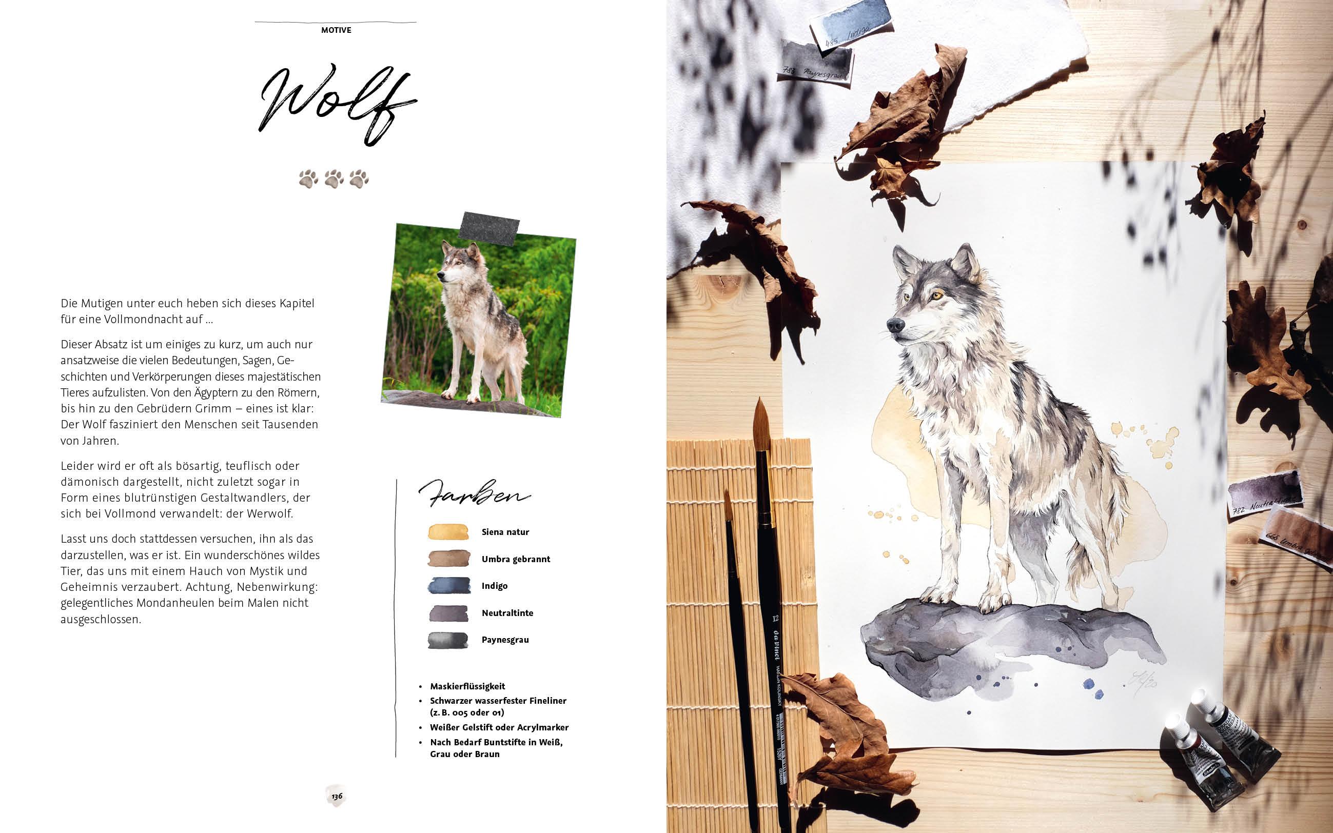 Beispielinhalt (Bild) Die Kunst der Aquarellmalerei - Tiere: alle Watercolor-Grundlagen, Techniken und Motive Step by Step