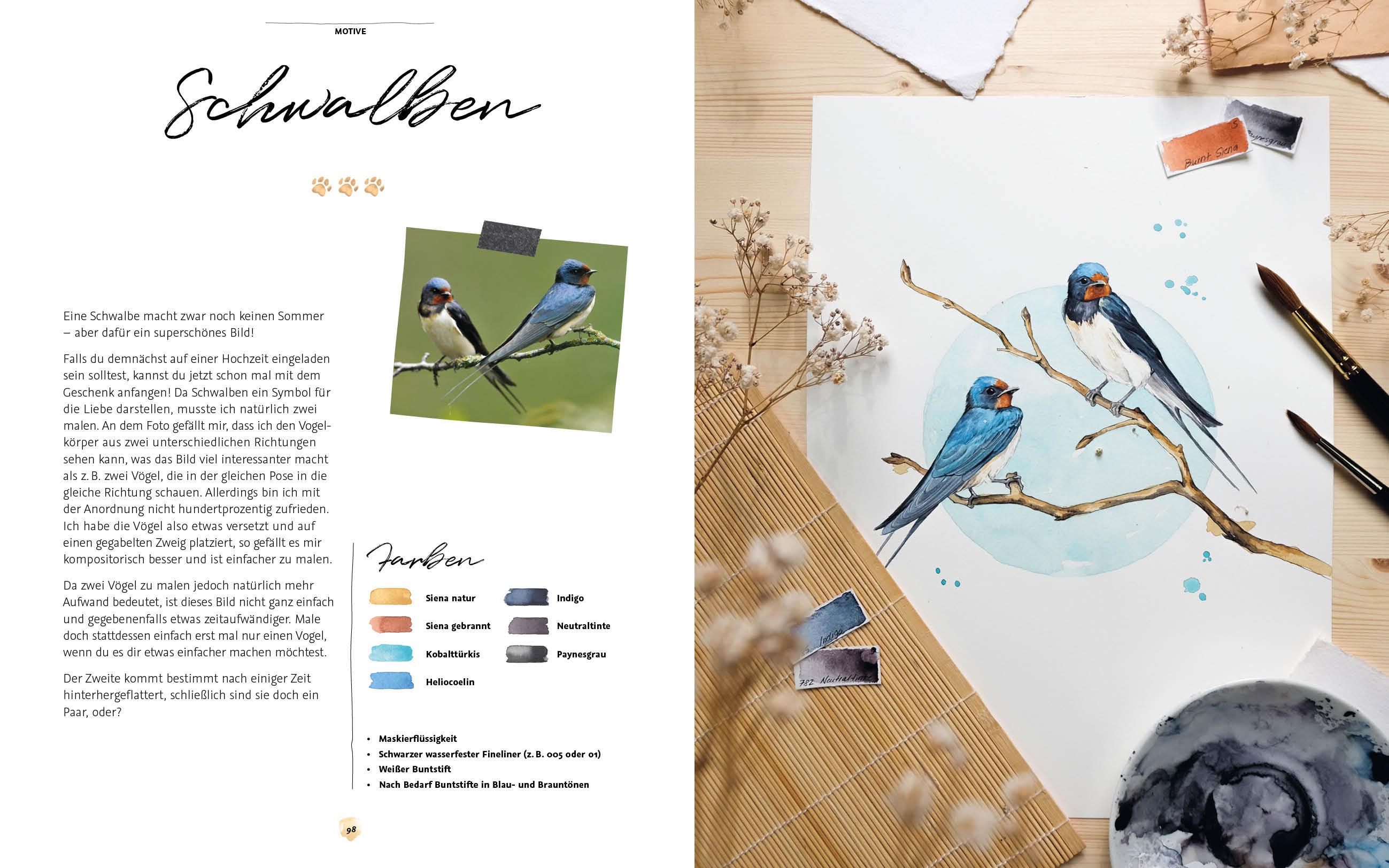 Beispielinhalt (Bild) Die Kunst der Aquarellmalerei - Tiere: alle Watercolor-Grundlagen, Techniken und Motive Step by Step