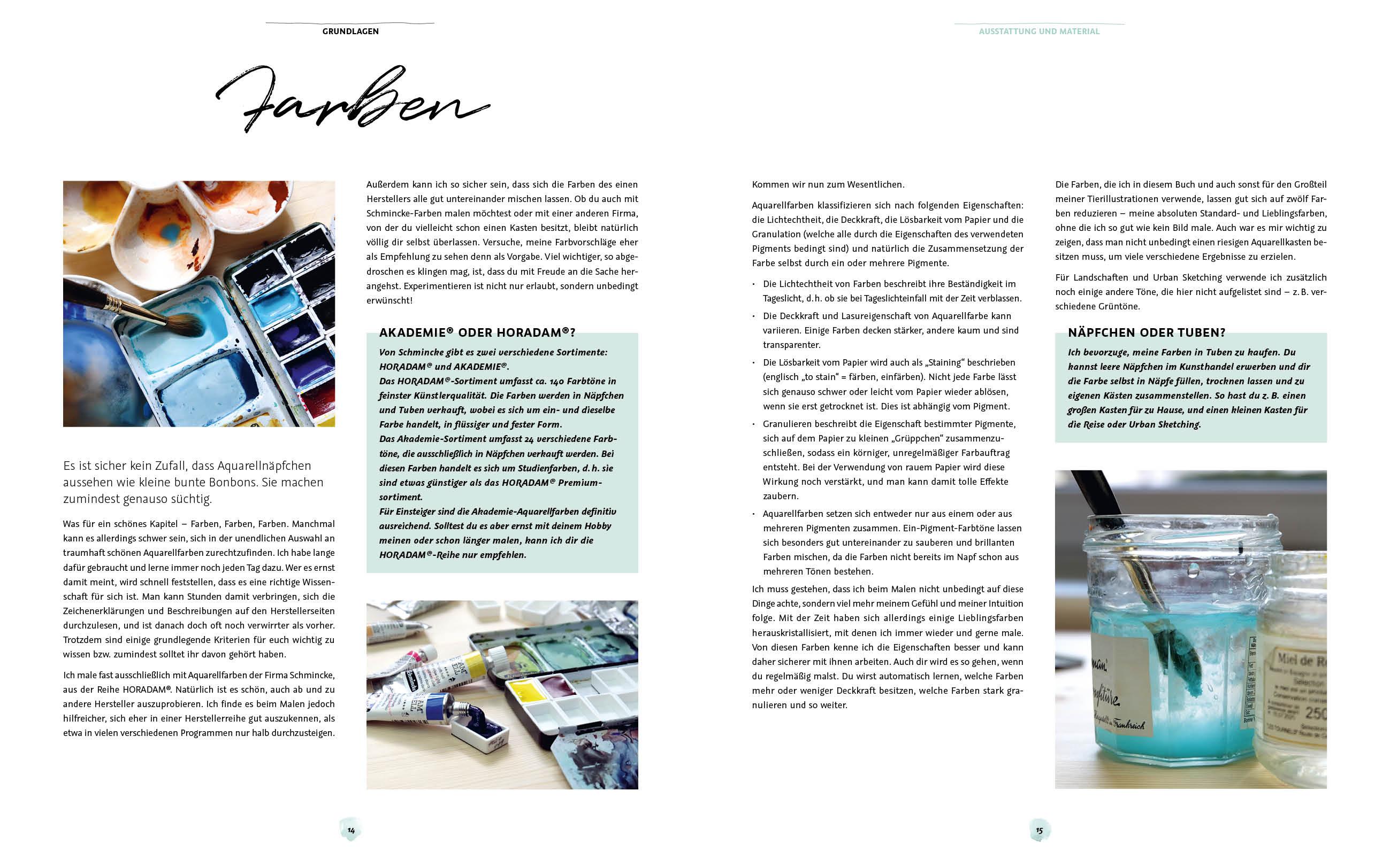 Beispielinhalt (Bild) Die Kunst der Aquarellmalerei - Tiere: alle Watercolor-Grundlagen, Techniken und Motive Step by Step