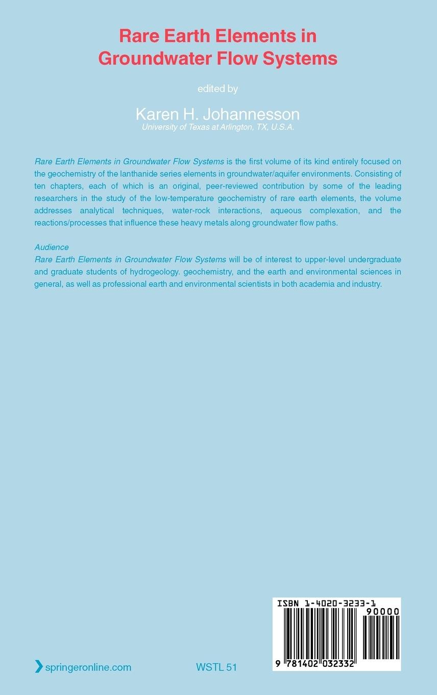 Rückseitencover Rare Earth Elements in Groundwater Flow Systems