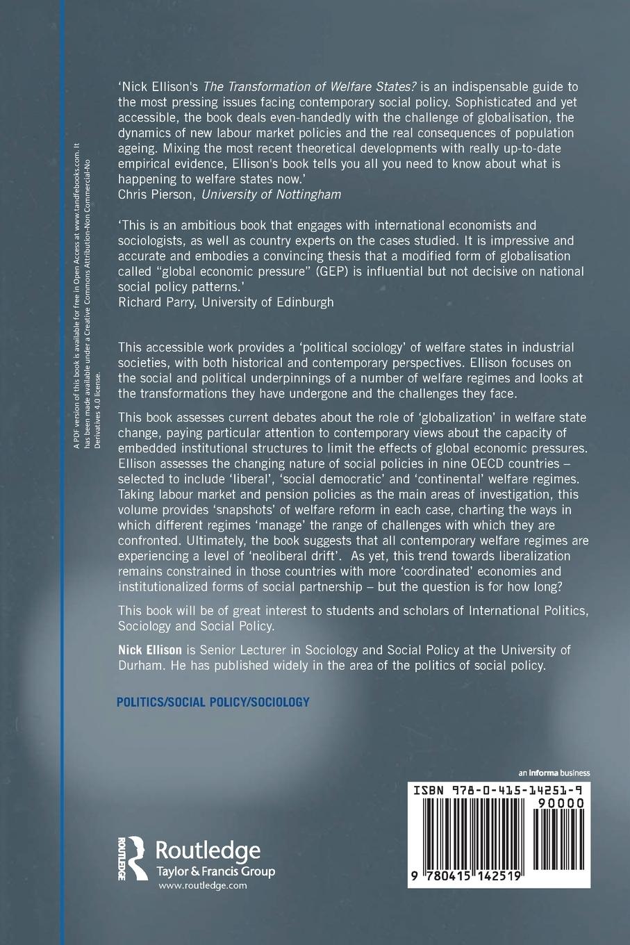 Rückseitencover The Transformation of Welfare States?