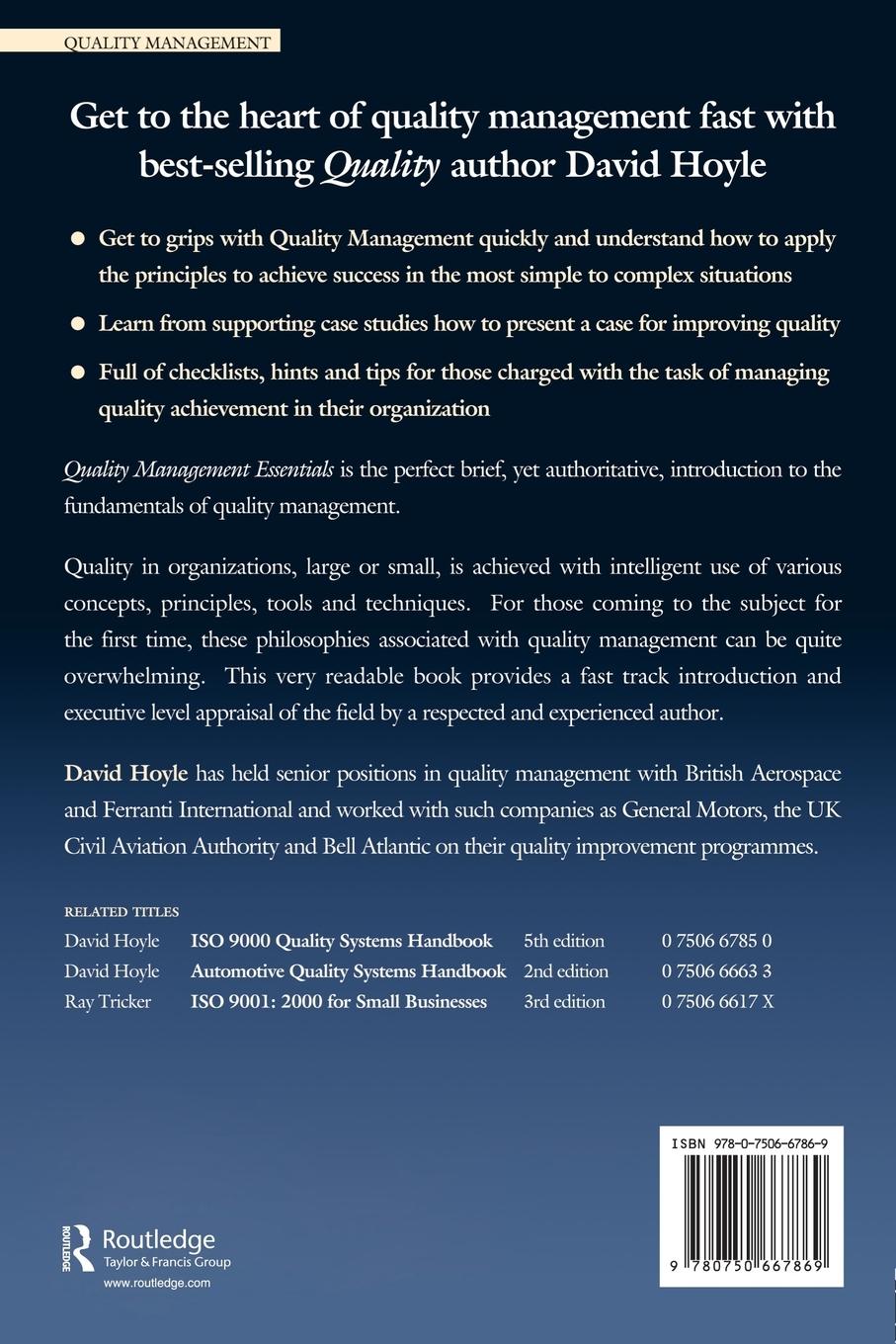 Rückseitencover Quality Management Essentials