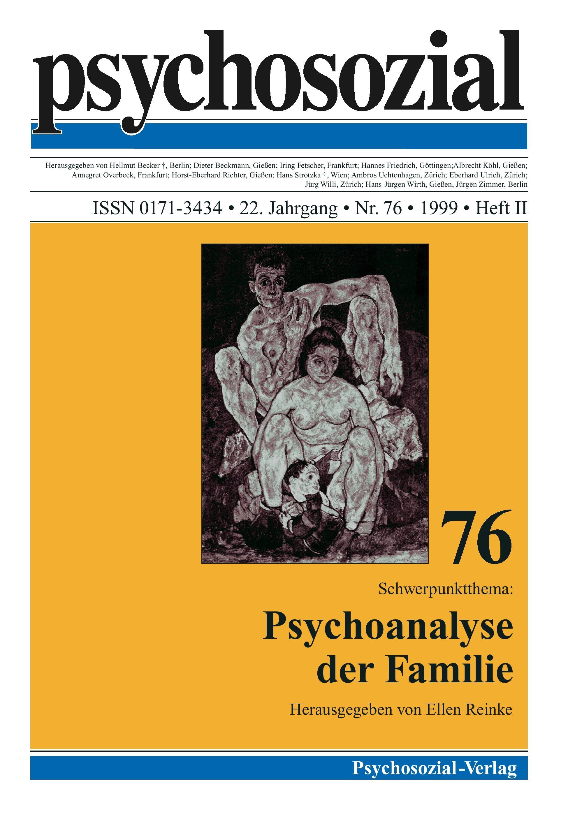 Vorderes Coverbild psychosozial 76: Psychoanalyse und Familie