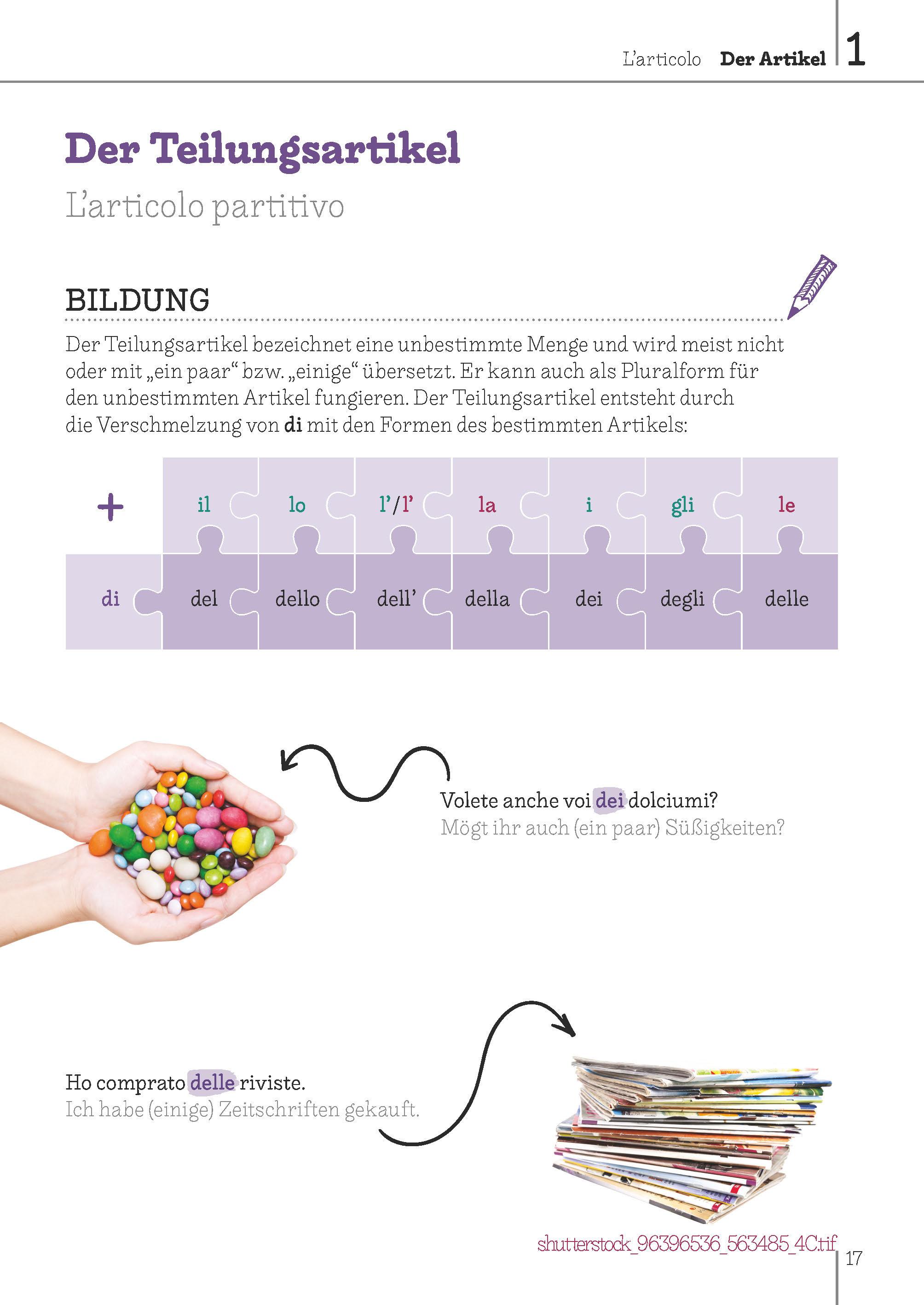 Beispielinhalt (Bild) Langenscheidt Bild für Bild Grammatik - Italienisch