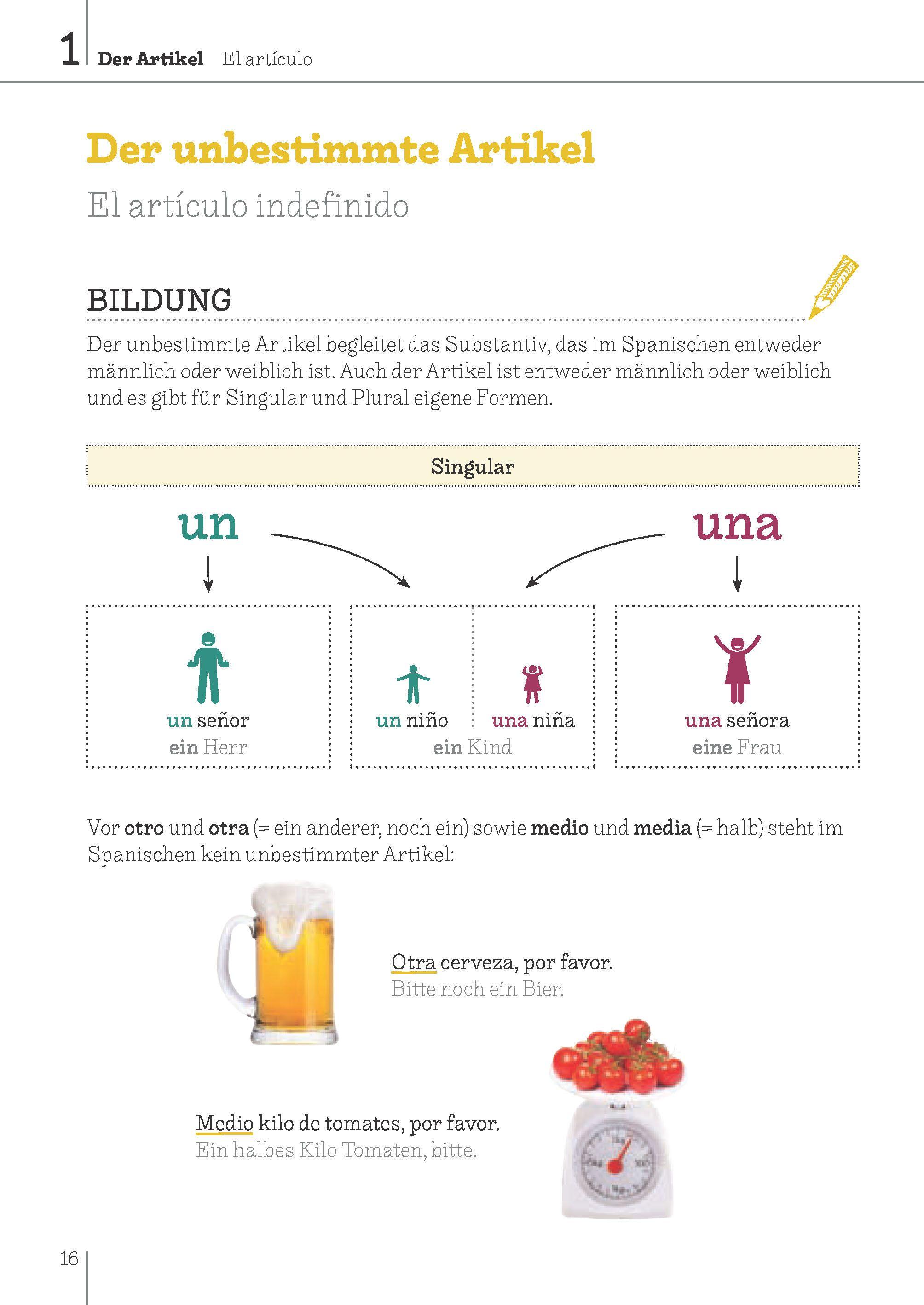 Beispielinhalt (Bild) Langenscheidt Bild für Bild Grammatik - Spanisch