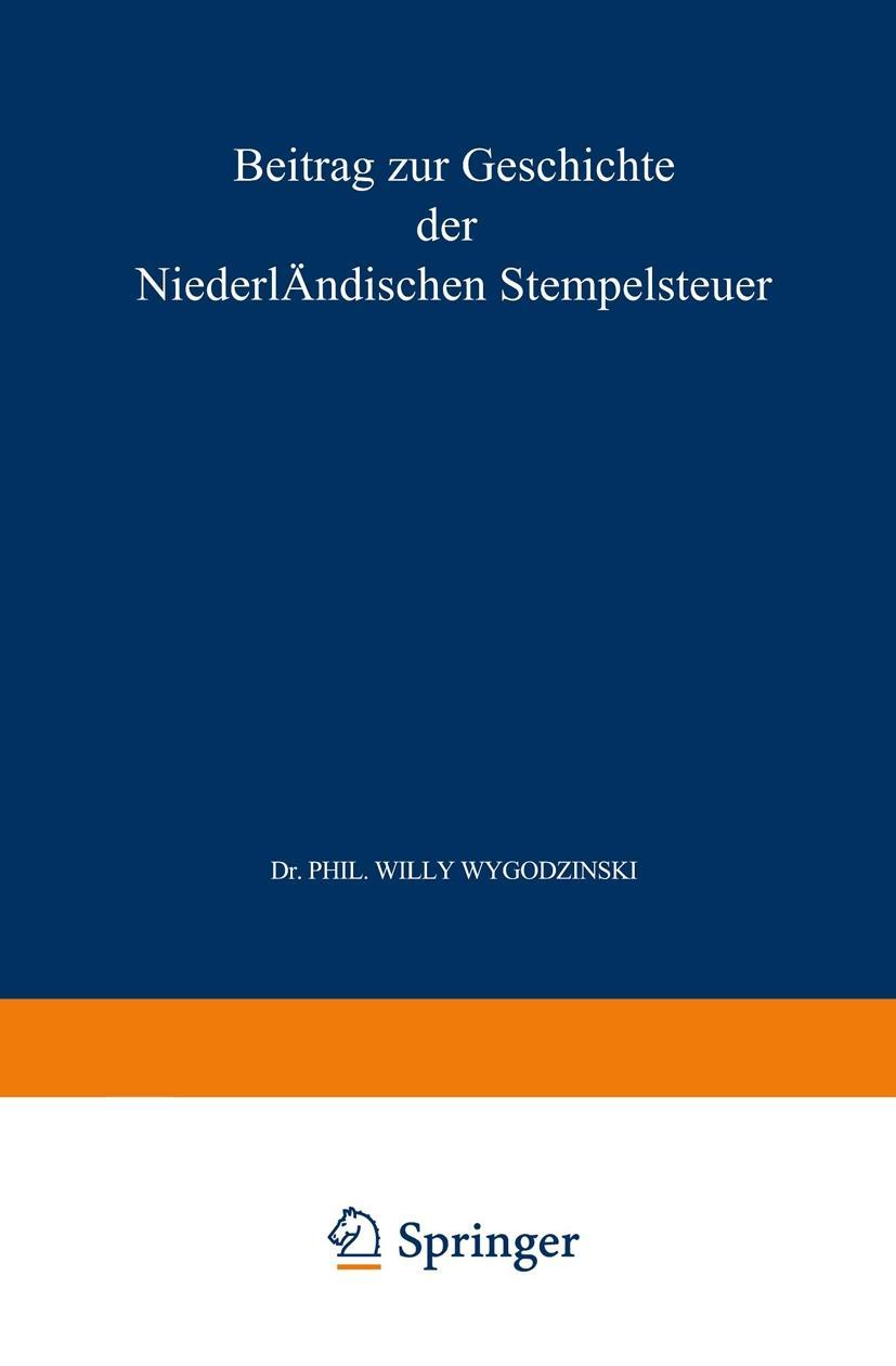 Vorderes Coverbild Beitrag zur Geschichte der Niederländischen Stempelsteuer Fünftes Kapitel