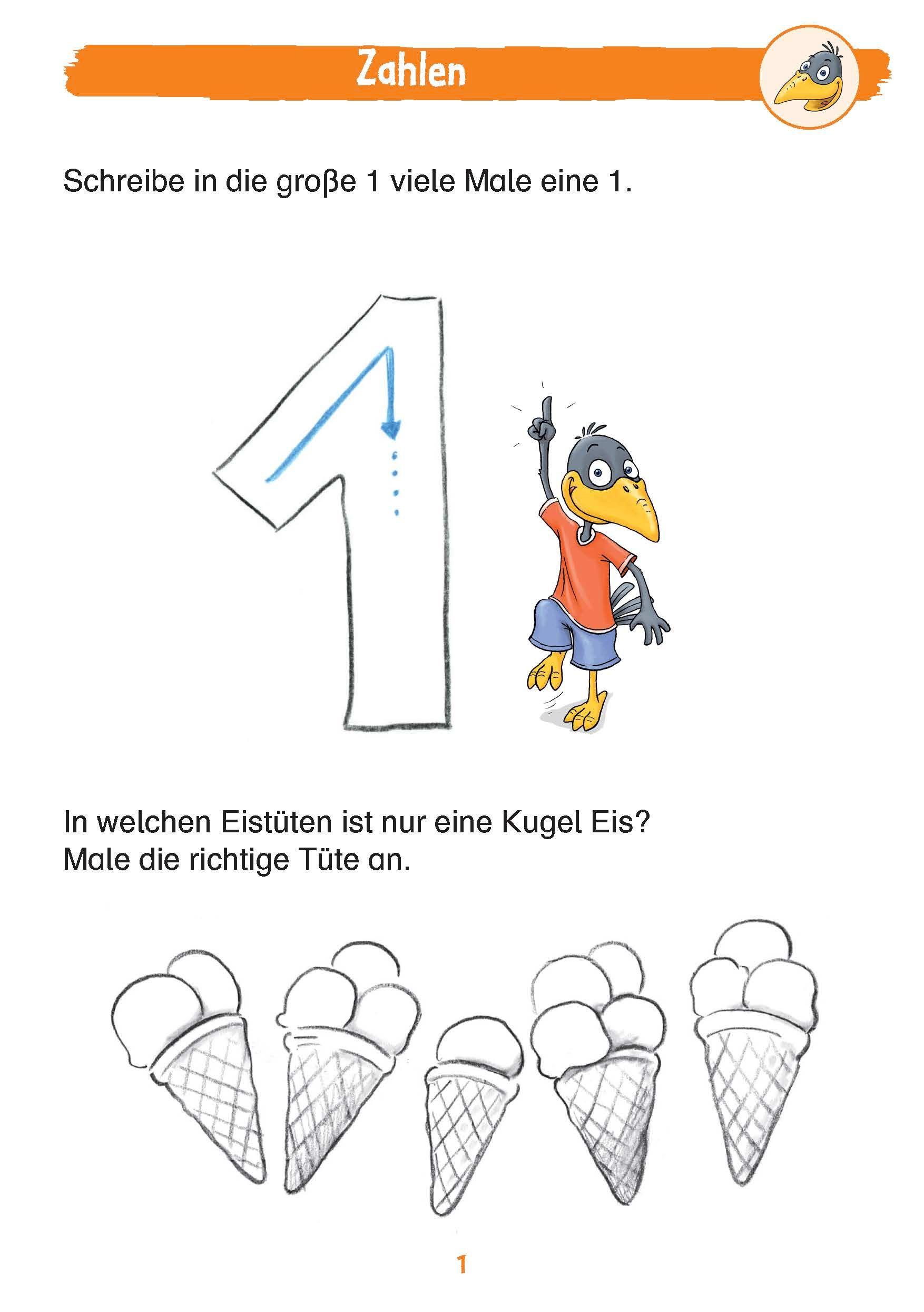 Beispielinhalt (Bild) Mein Matheblock mit Rabe Linus - 1. Klasse