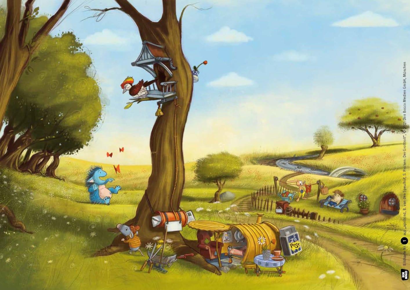 Beispielinhalt (Bild) Der Grolltroll. Kamishibai Bildkartenset