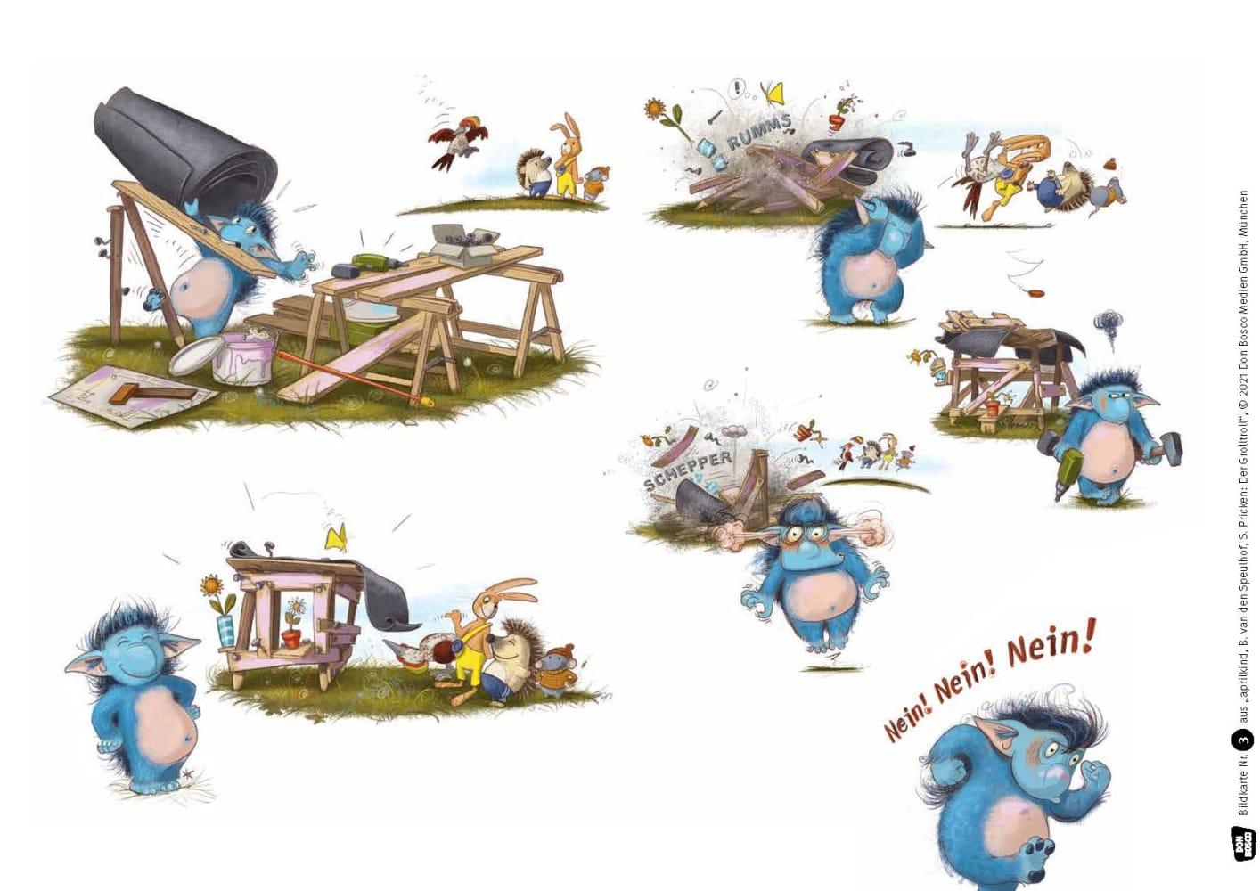 Beispielinhalt (Bild) Der Grolltroll. Kamishibai Bildkartenset