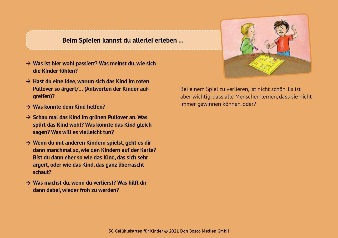 Beispielinhalt (Bild) 30 Gefühlekarten für Kinder