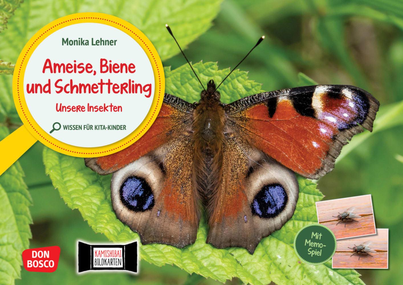 Vorderes Coverbild Ameise, Biene und Schmetterling. Unsere Insekten. Kamishibai Bildkarten und Memo-Spiel.