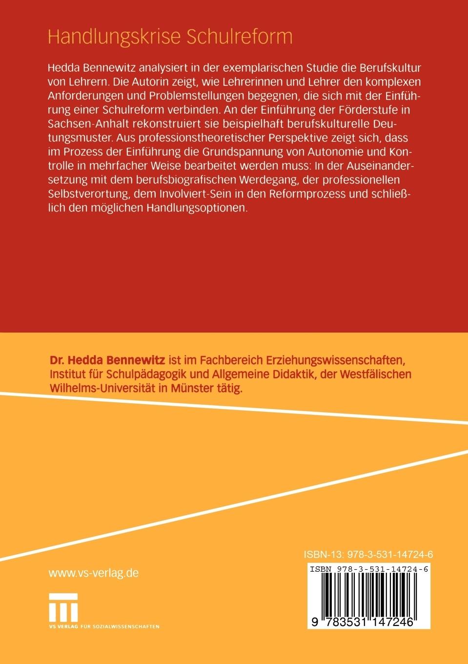 Rückseitencover Handlungskrise Schulreform