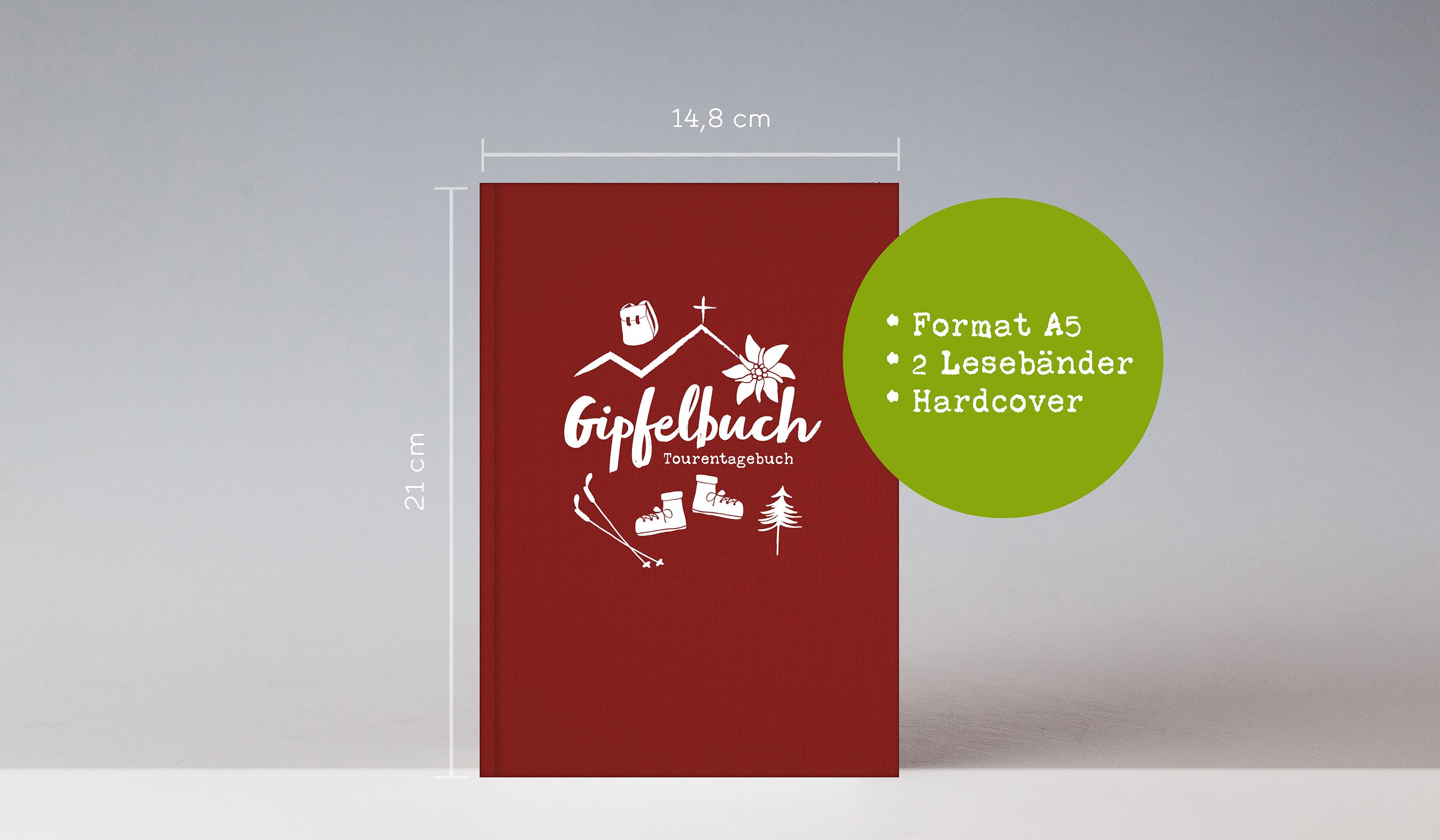 Beispielinhalt (Bild) Gipfelbuch, Tourentagebuch, Wandertagebuch | A5 Notizbuch zum Wandern in den Bergen und für Radtouren für Sportler und Familien | Zum Eintragen inkl. Platz für Stempel und Fotos