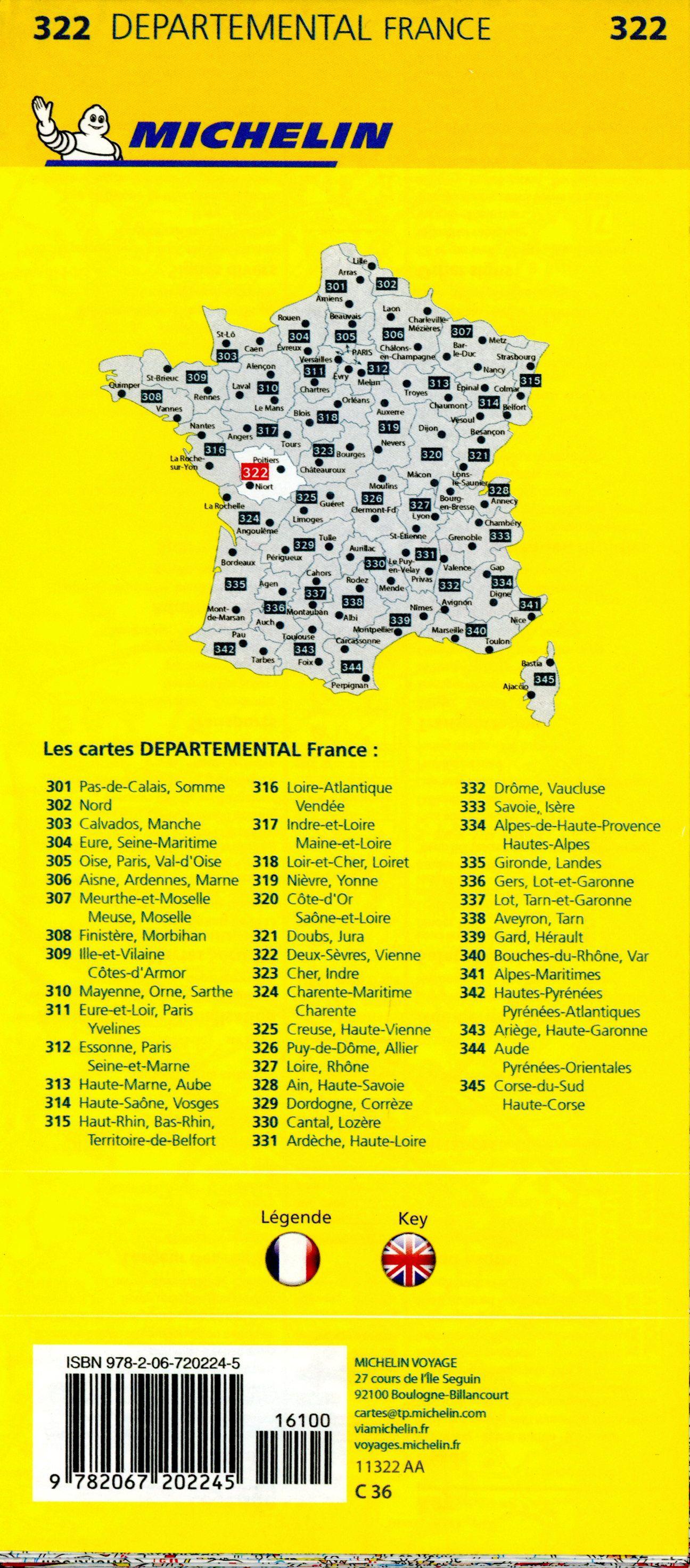 Beispielinhalt (Bild) Deux-Sevres, Vienne - Michelin Local Map 322