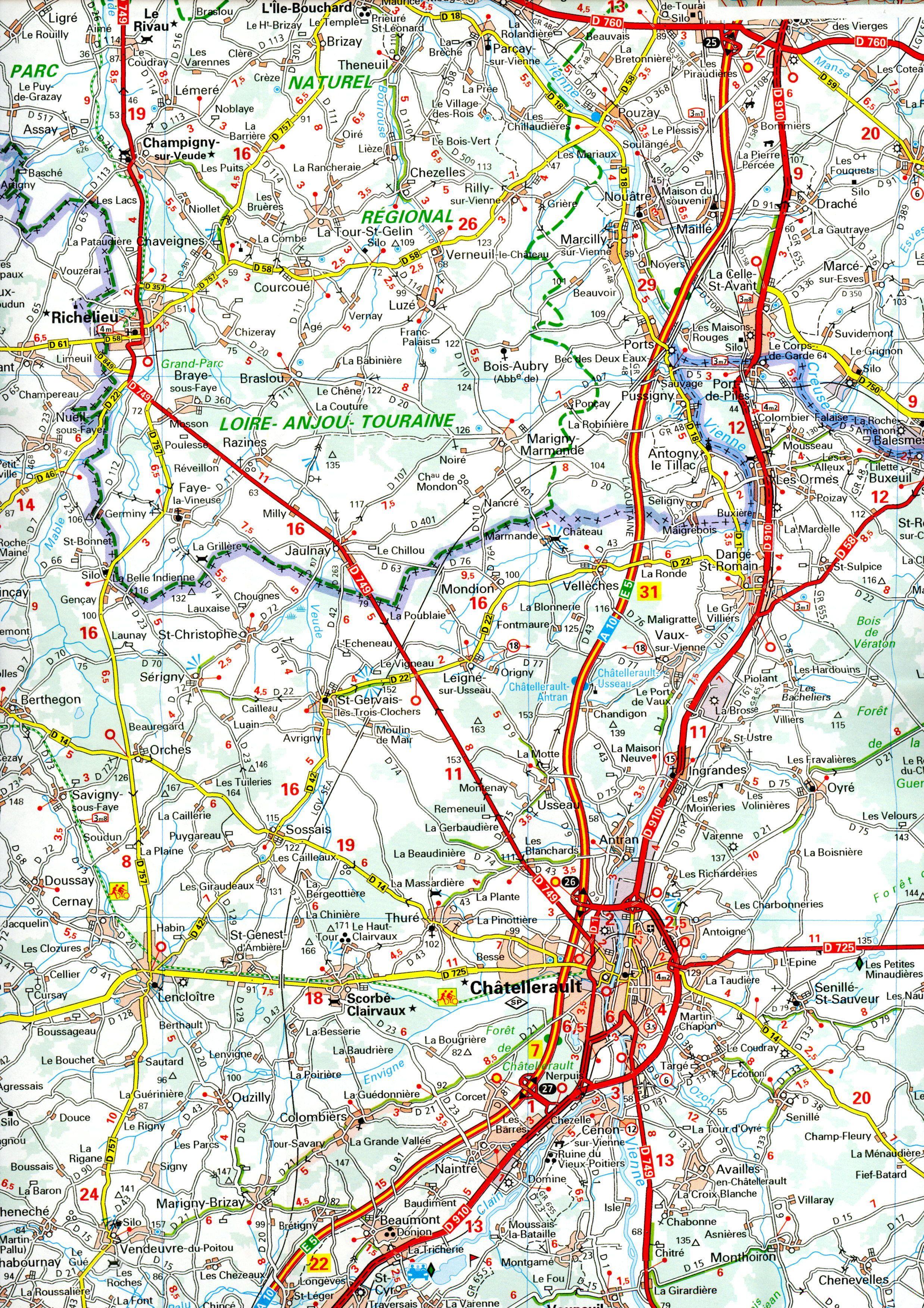 Beispielinhalt (Bild) Deux-Sevres, Vienne - Michelin Local Map 322