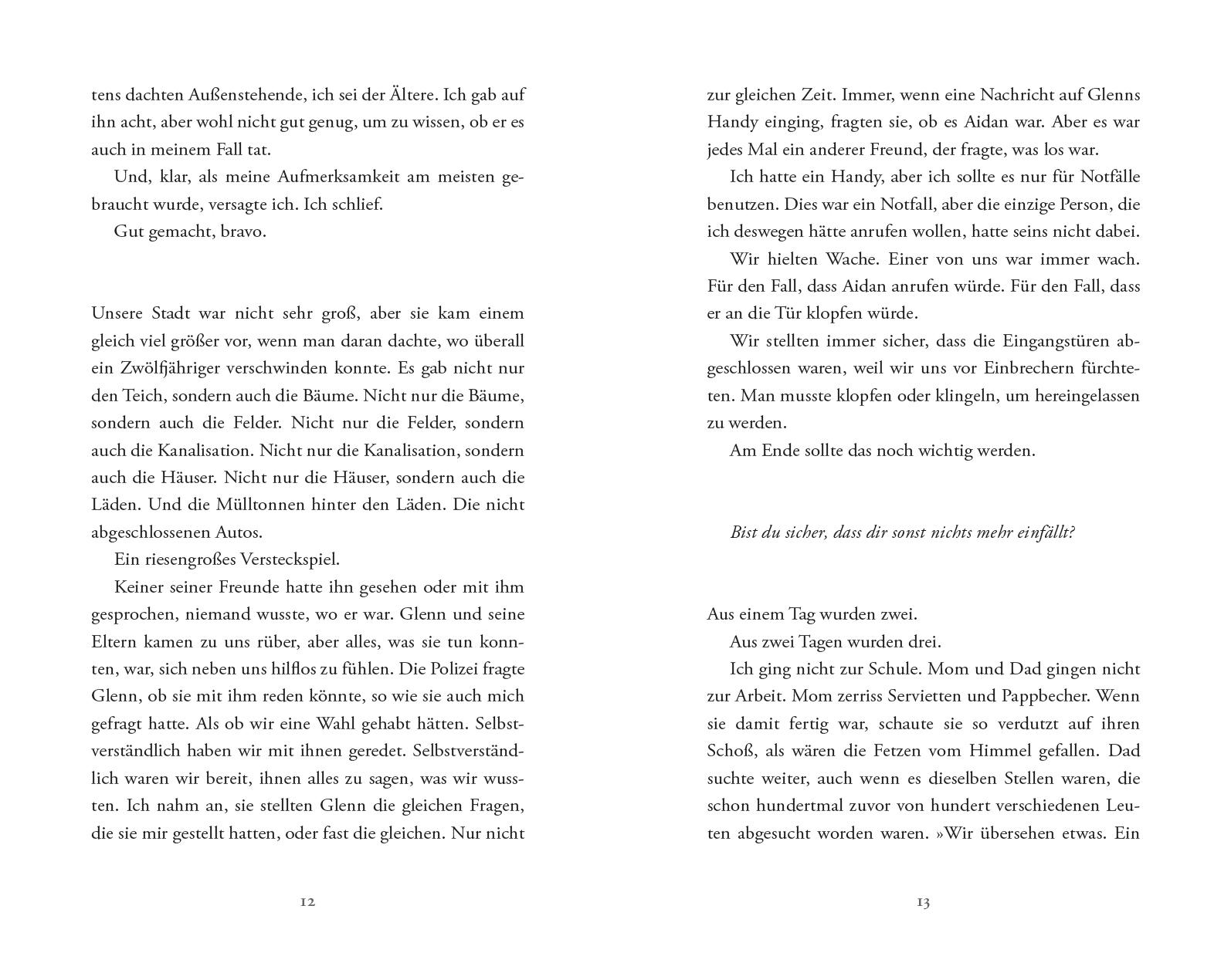 Beispielinhalt (Bild) Das mysteriöse Verschwinden des Aidan S. (so wie es sein Bruder erzählt)