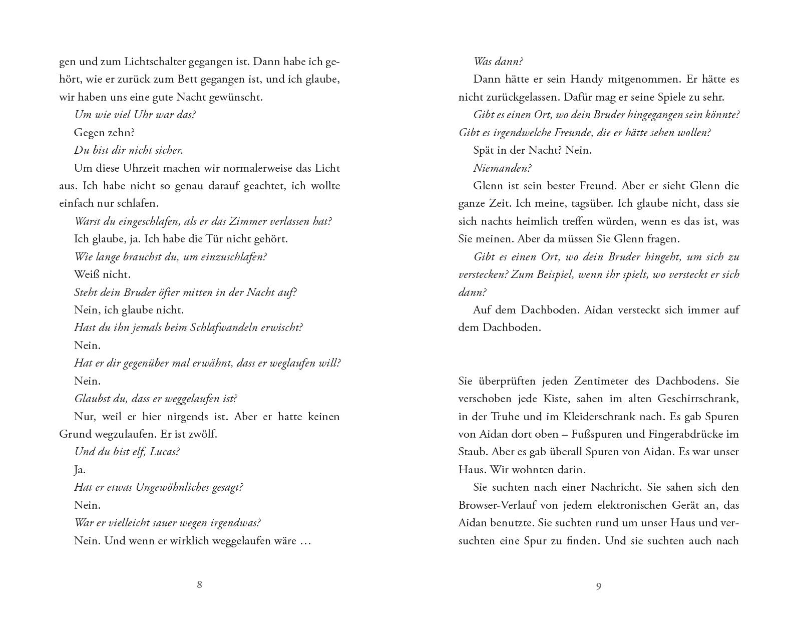 Beispielinhalt (Bild) Das mysteriöse Verschwinden des Aidan S. (so wie es sein Bruder erzählt)