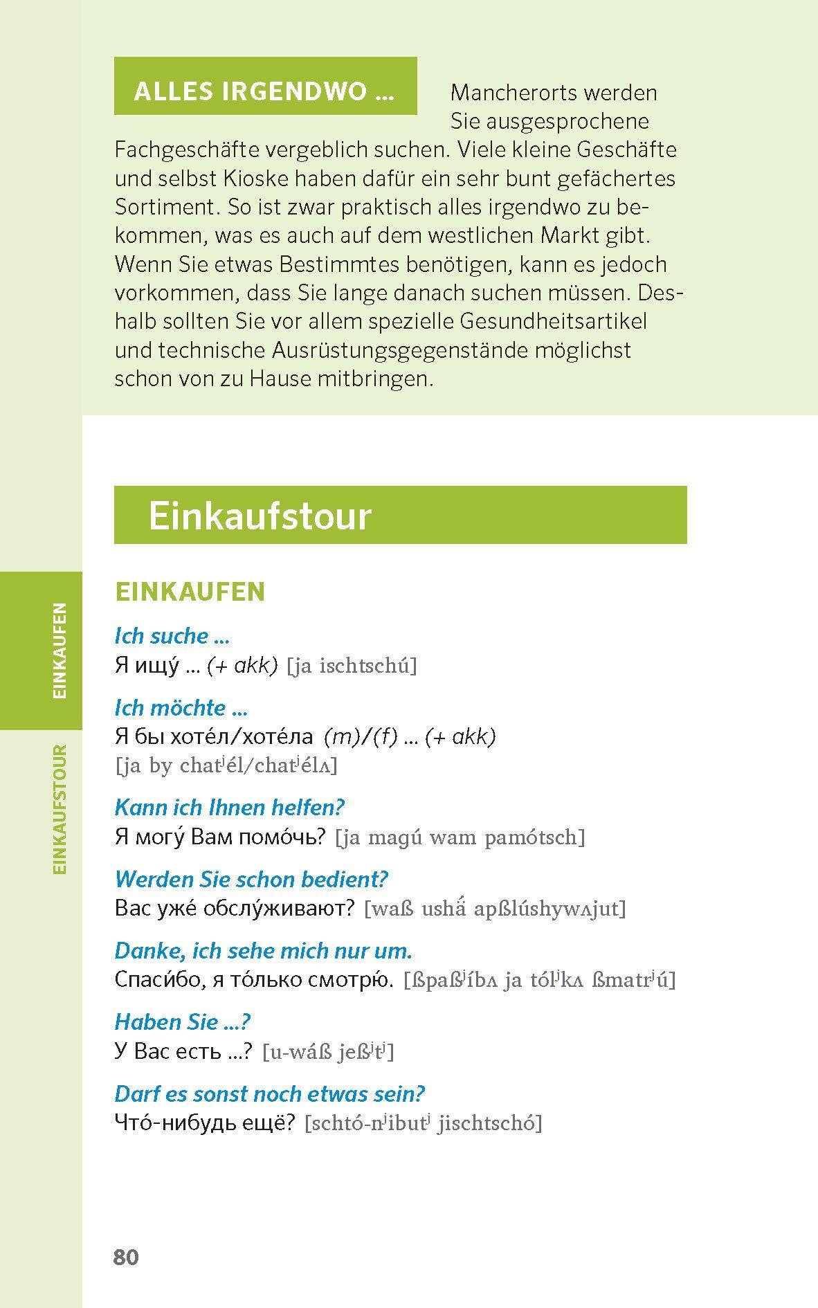 Beispielinhalt (Bild) PONS Praxis-Sprachführer Russisch