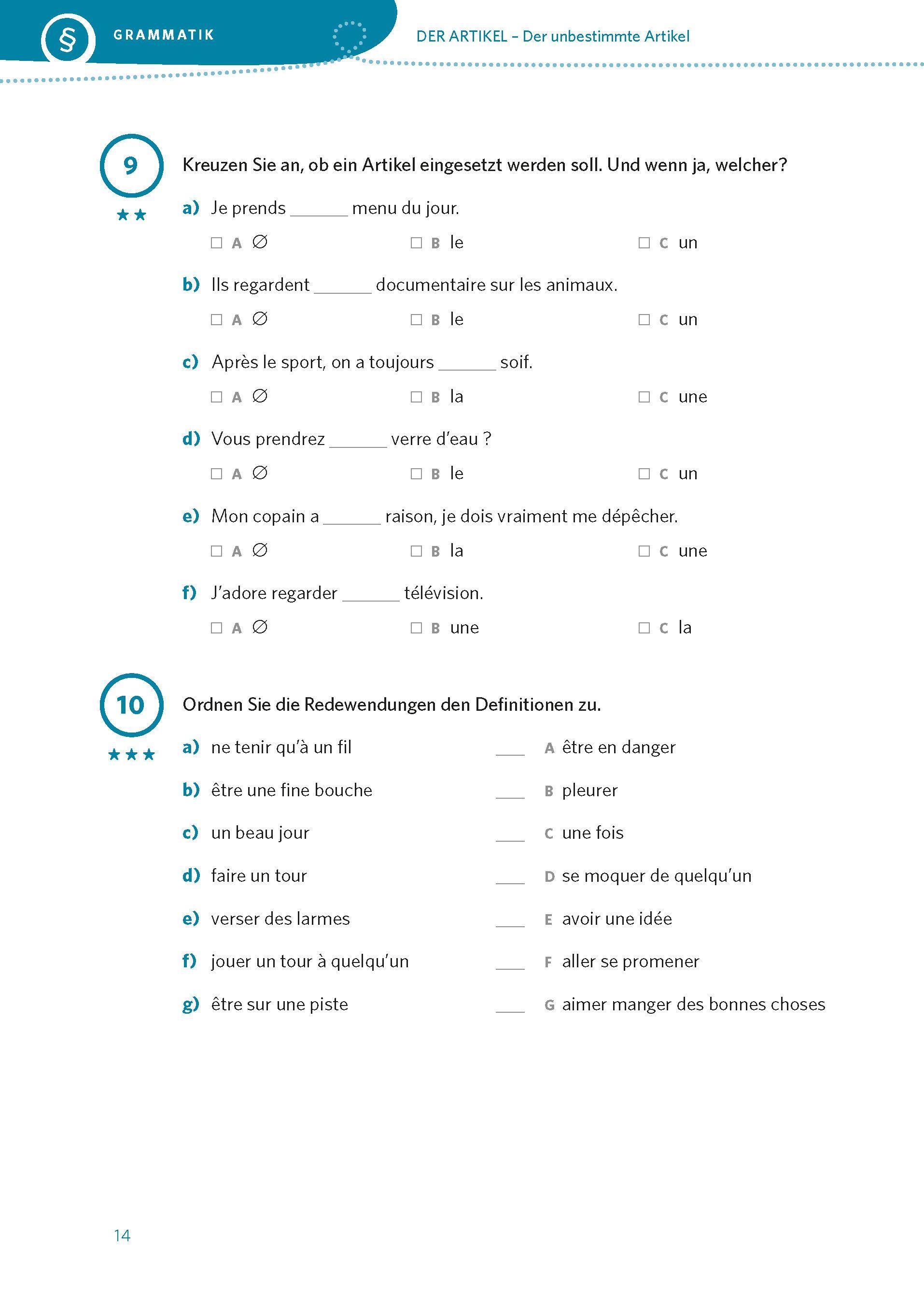 Beispielinhalt (Bild) PONS 500 Übungen Französisch