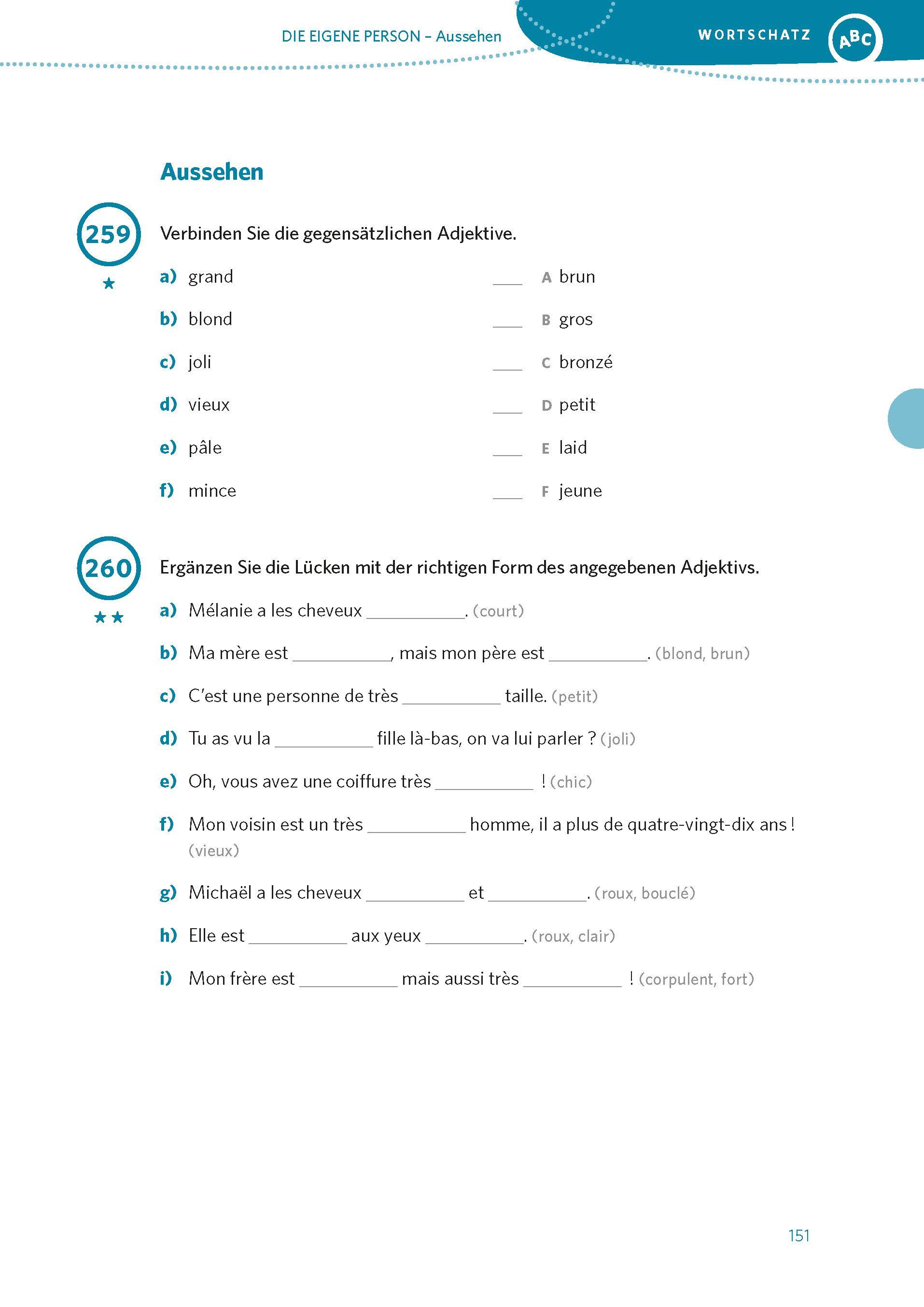 Beispielinhalt (Bild) PONS 500 Übungen Französisch