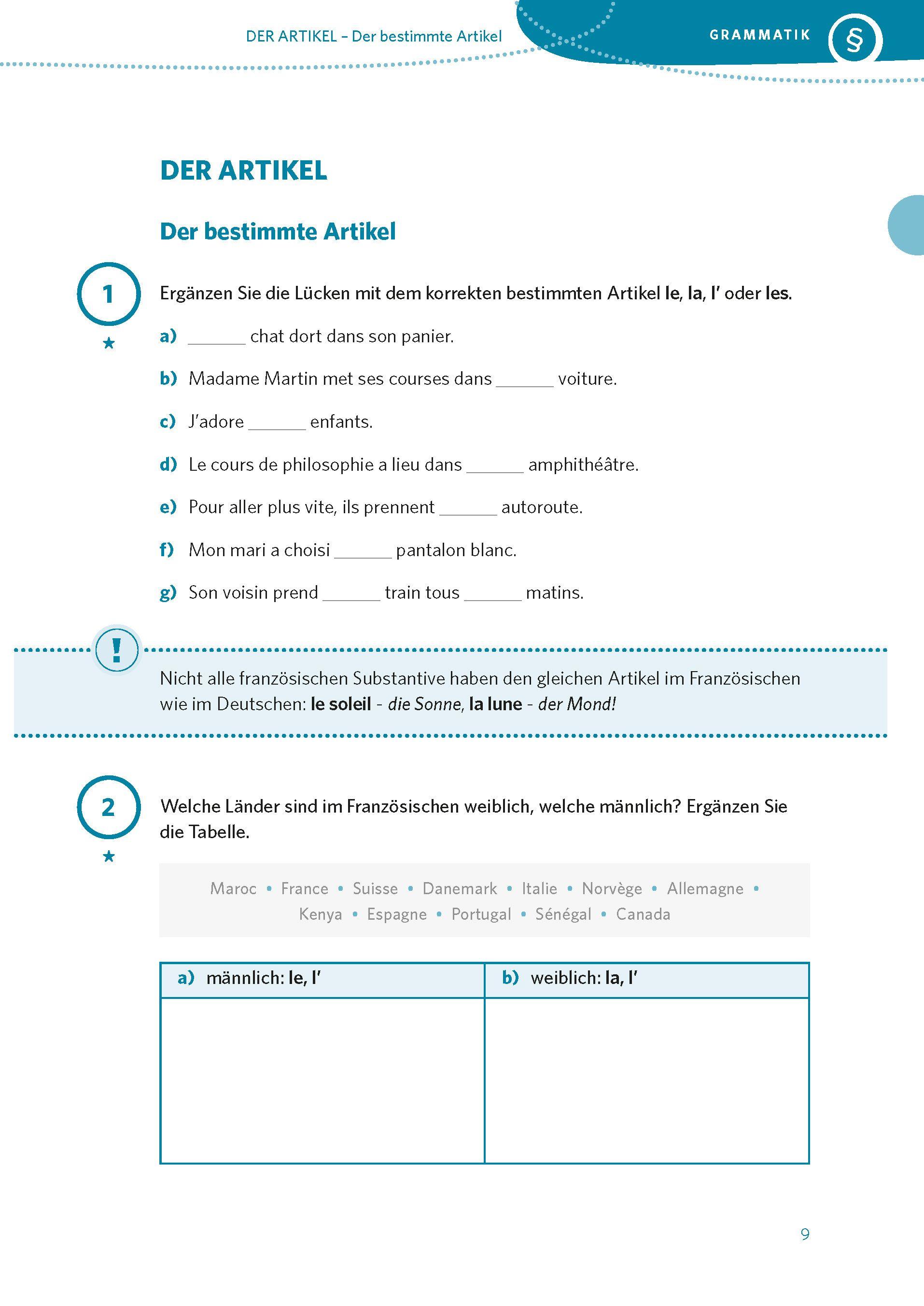 Beispielinhalt (Bild) PONS 500 Übungen Französisch