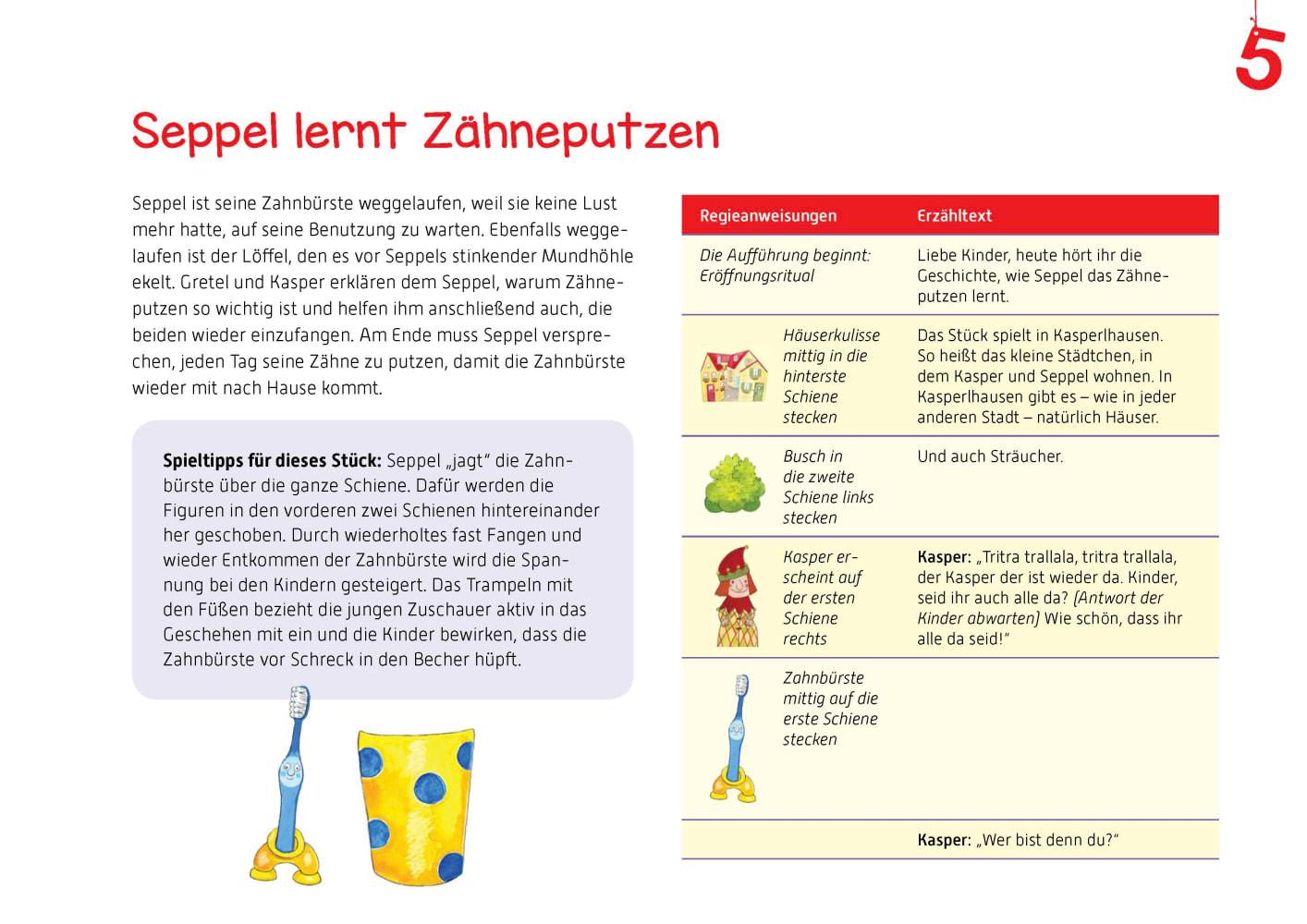 Beispielinhalt (Bild) Seppel lernt Zähneputzen.