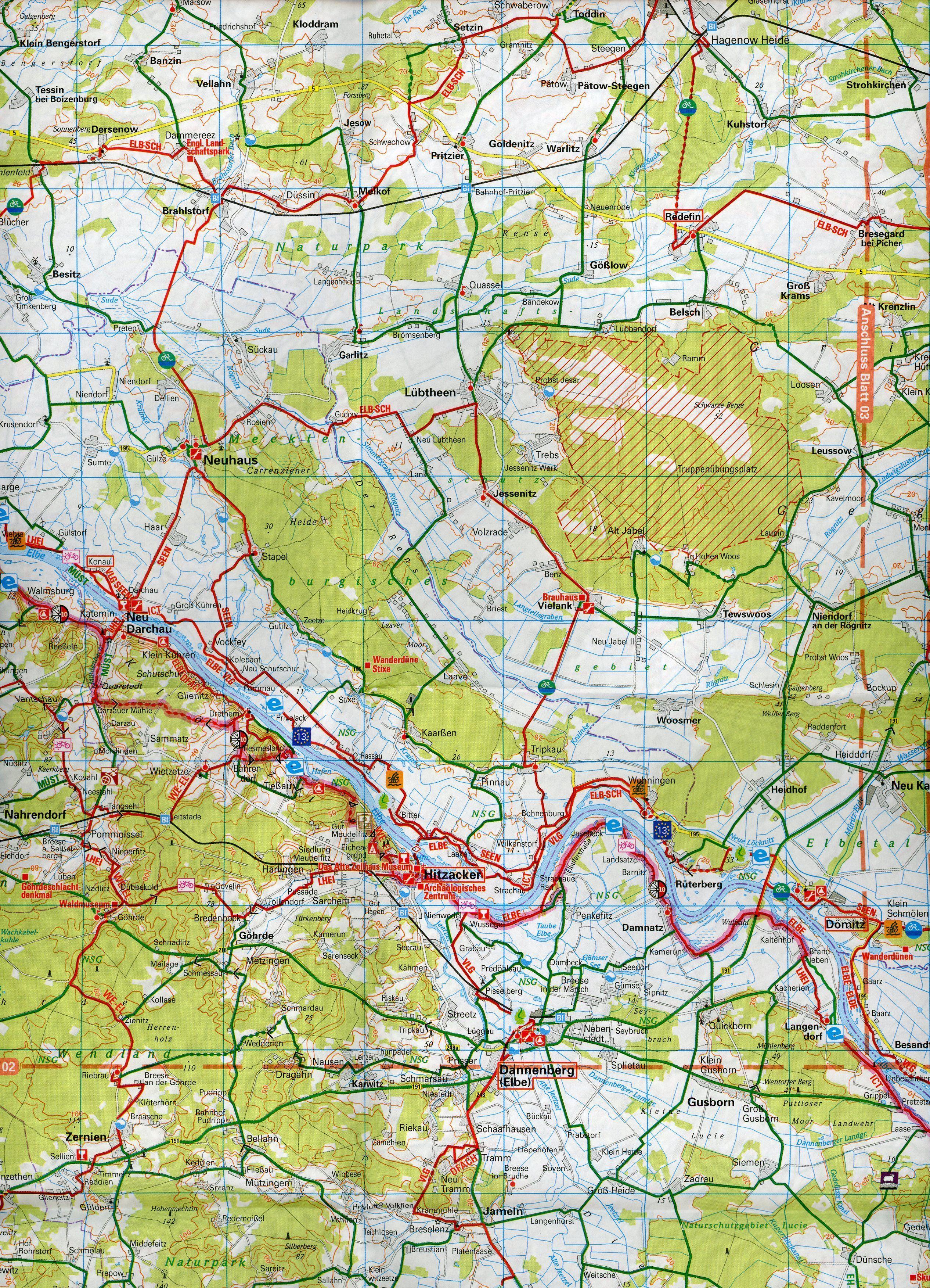 Beispielinhalt (Bild) ADFC-Radtourenkarte 7 Lüneburger Heide /Hannover 1:150.000, reiß- und wetterfest, E-Bike geeignet, GPS-Tracks Download