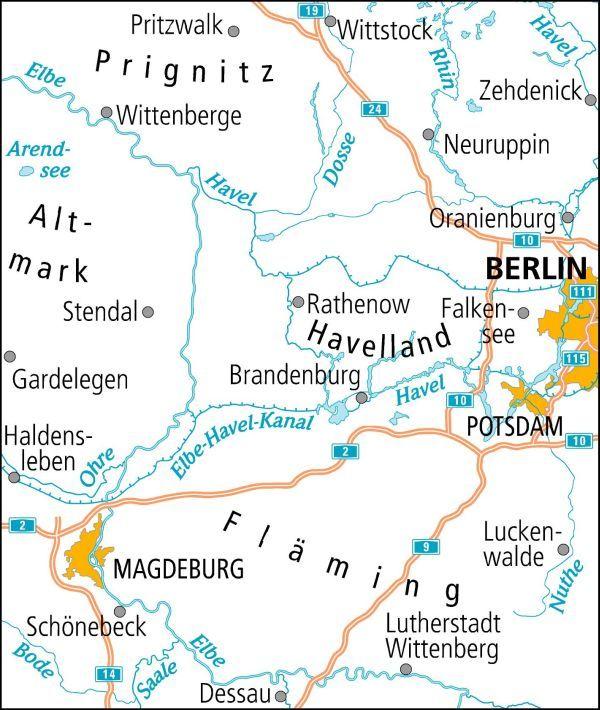 Beispielinhalt (Bild) ADFC-Radtourenkarte 8 Havelland Magdeburger Börde 1:150.000, reiß- und wetterfest, E-Bike geeignet, GPS-Tracks Download