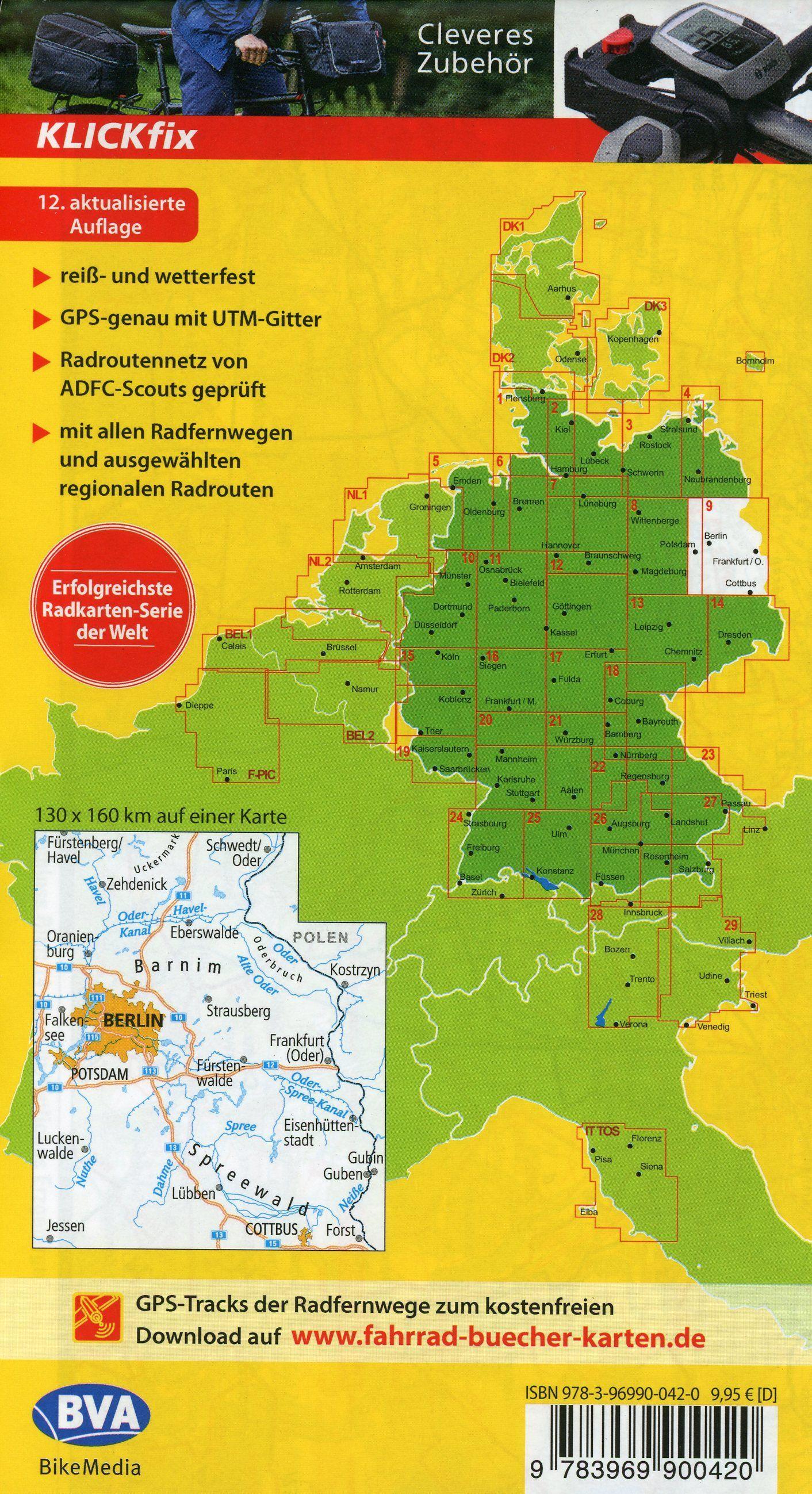 Beispielinhalt (Bild) ADFC-Radtourenkarte 9 Brandenburg Spreewald 1:150.000, reiß- und wetterfest, E-Bike geeignet, GPS-Tracks Download