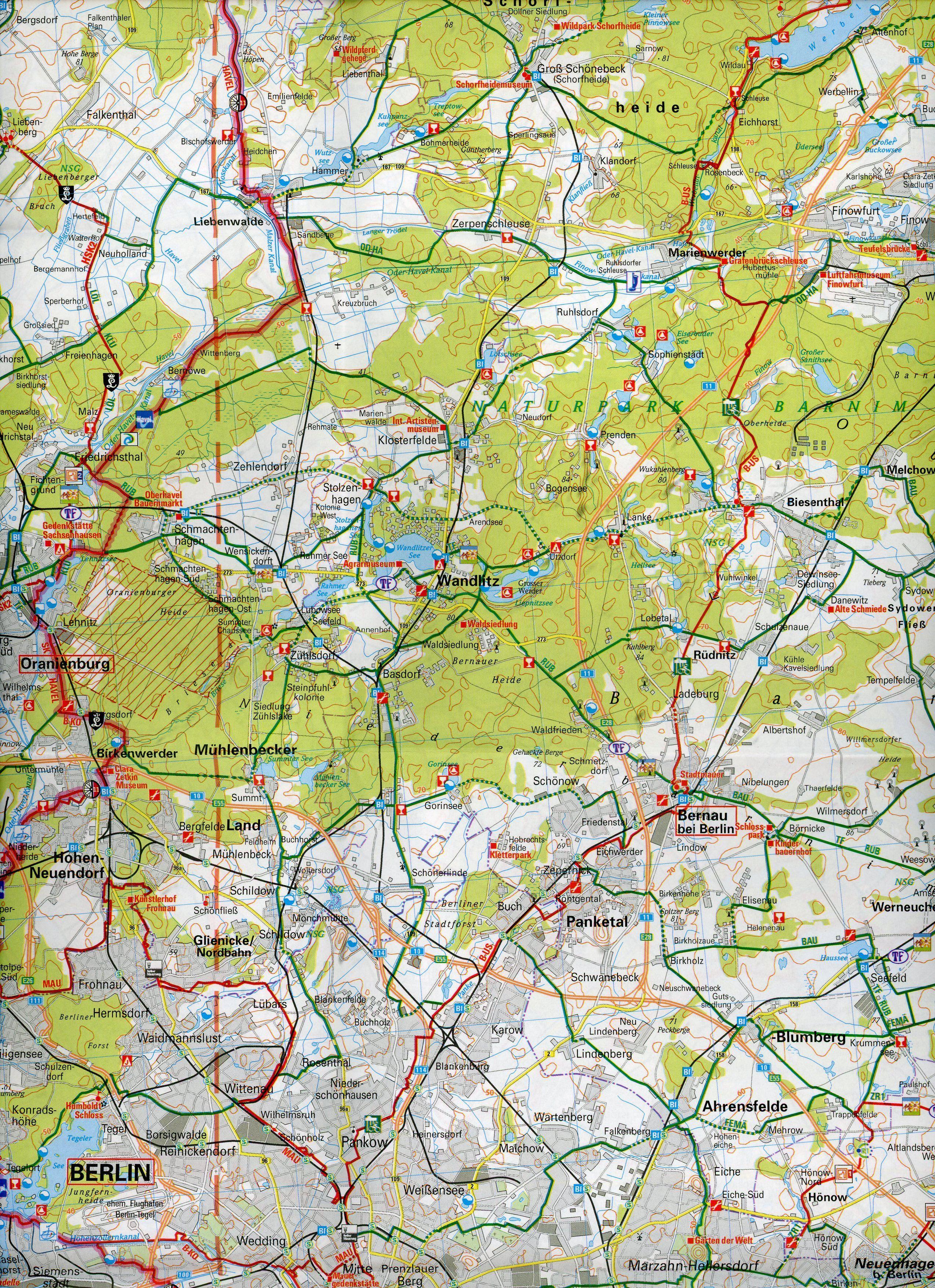 Beispielinhalt (Bild) ADFC-Radtourenkarte 9 Brandenburg Spreewald 1:150.000, reiß- und wetterfest, E-Bike geeignet, GPS-Tracks Download