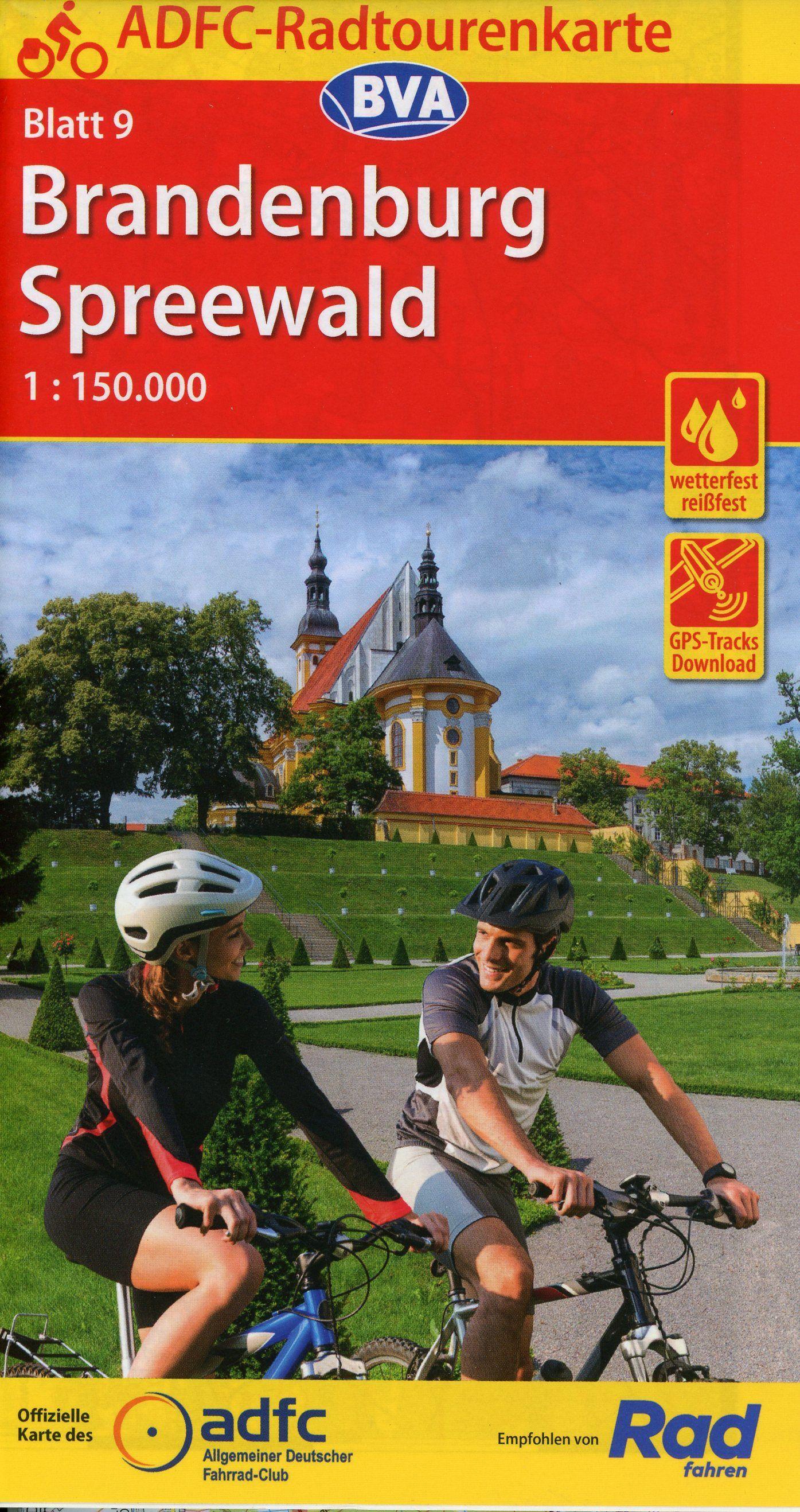 Vorderes Coverbild ADFC-Radtourenkarte 9 Brandenburg Spreewald 1:150.000, reiß- und wetterfest, E-Bike geeignet, GPS-Tracks Download