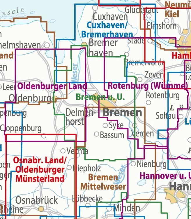 Beispielinhalt (Bild) ADFC-Regionalkarte Bremen und Umgebung, 1:75.000, mit Tagestourenvorschlägen, reiß- und wetterfest, E-Bike-geeignet, GPS-Tracks Download