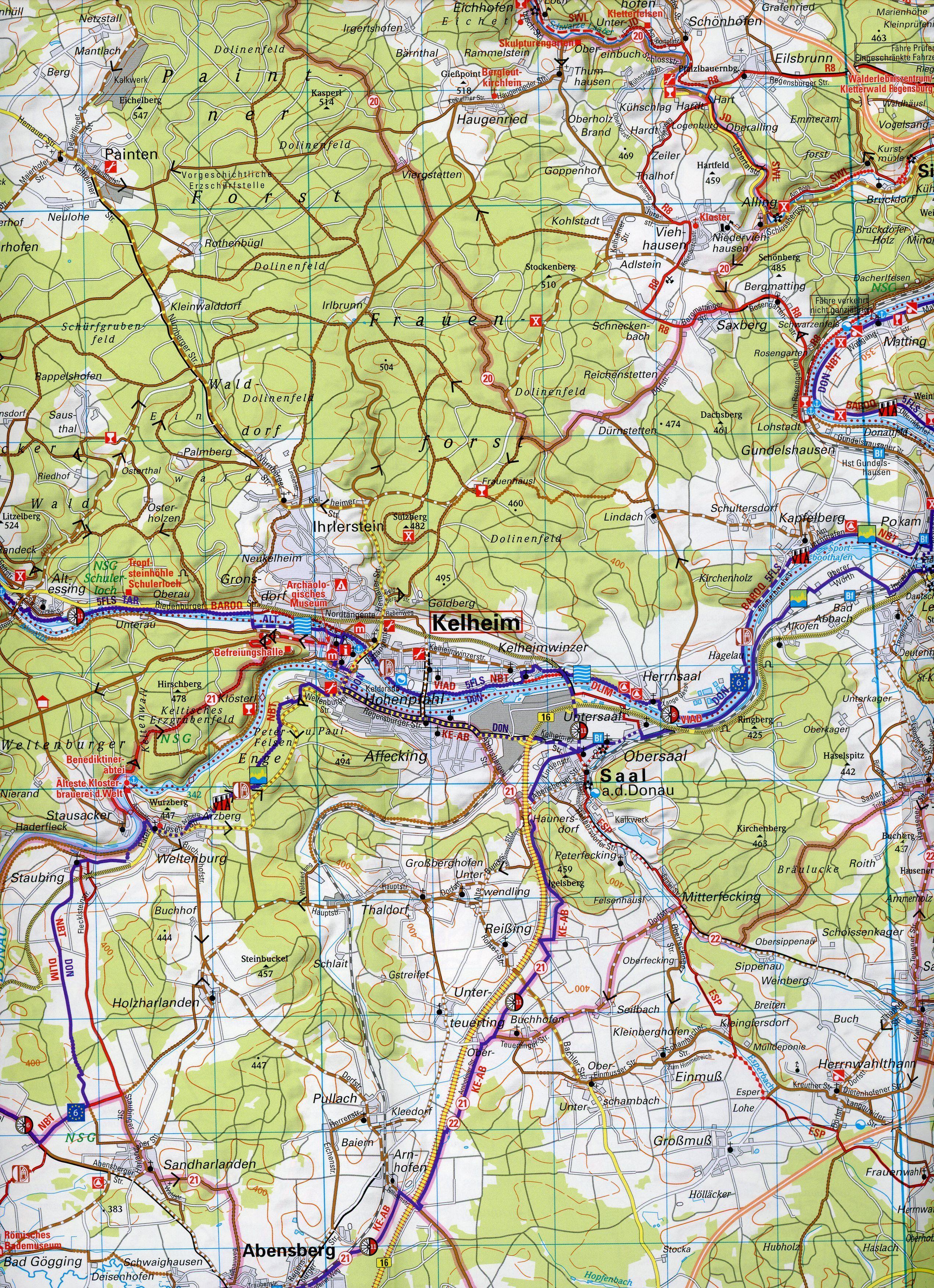 Beispielinhalt (Bild) ADFC-Regionalkarte Regensburg und Umgebung, 1:75.000, mit Tagestourenvorschlägen, reiß- und wetterfest, E-Bike-geeignet, GPS-Tracks Download
