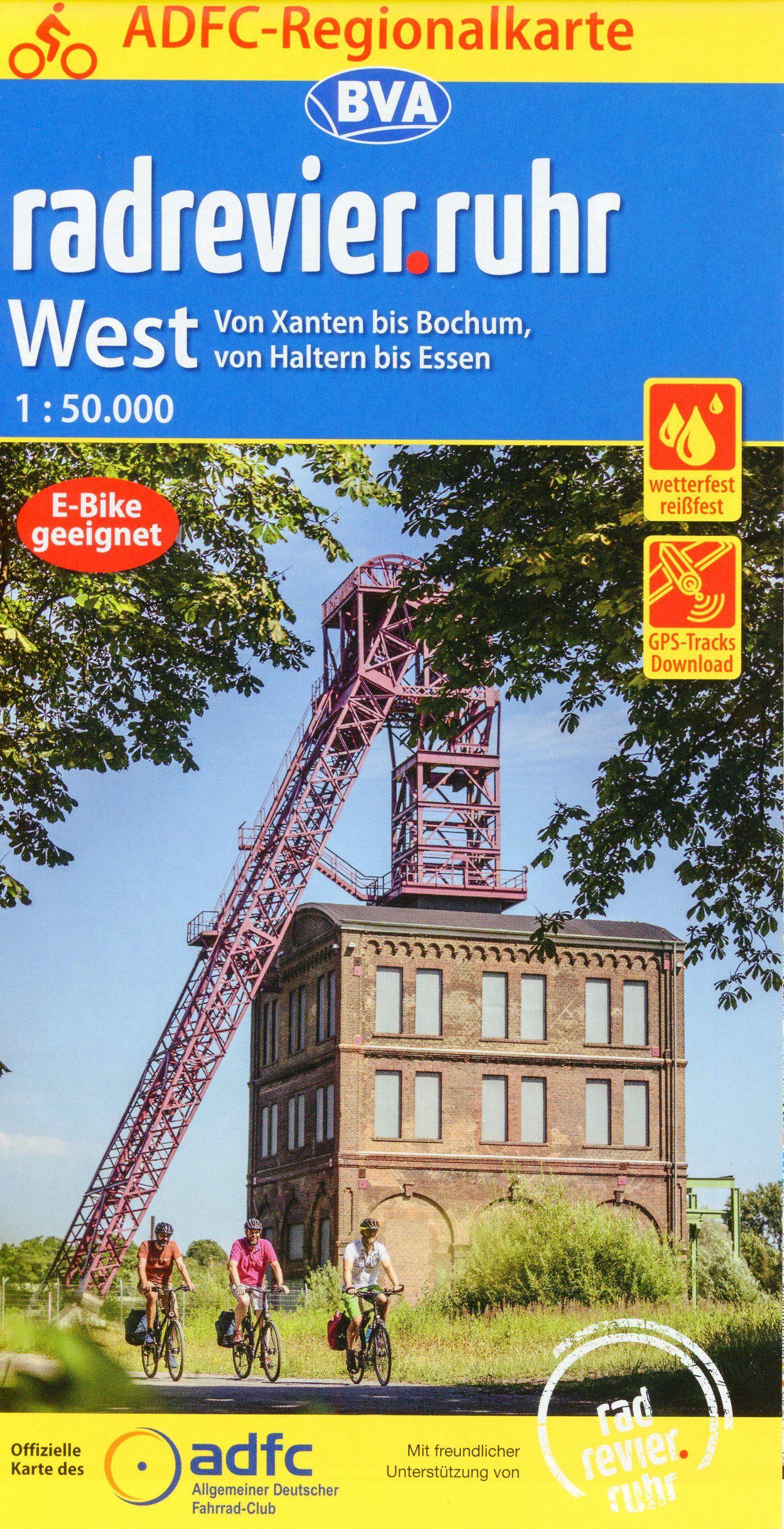 Vorderes Coverbild ADFC-Regionalkarte radrevier.ruhr West, 1:50.000, mit Tagestourenvorschlägen, reiß- und wetterfest, E-Bike-geeignet, GPS-Tracks Download