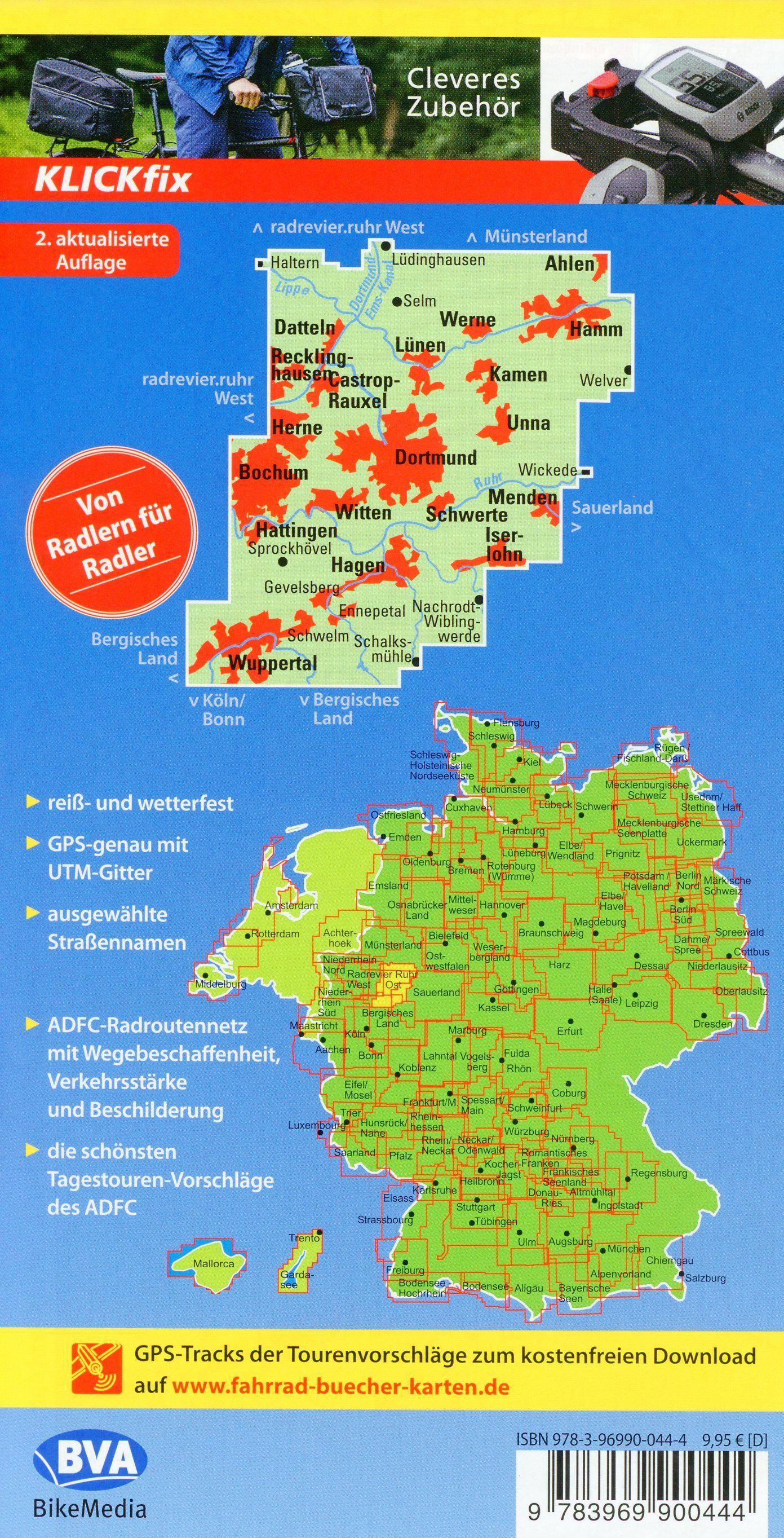 Beispielinhalt (Bild) ADFC-Regionalkarte radrevier.ruhr Ost, 1:50.000, mit Tagestourenvorschlägen, reiß- und wetterfest, E-Bike-geeignet, GPS-Tracks Download