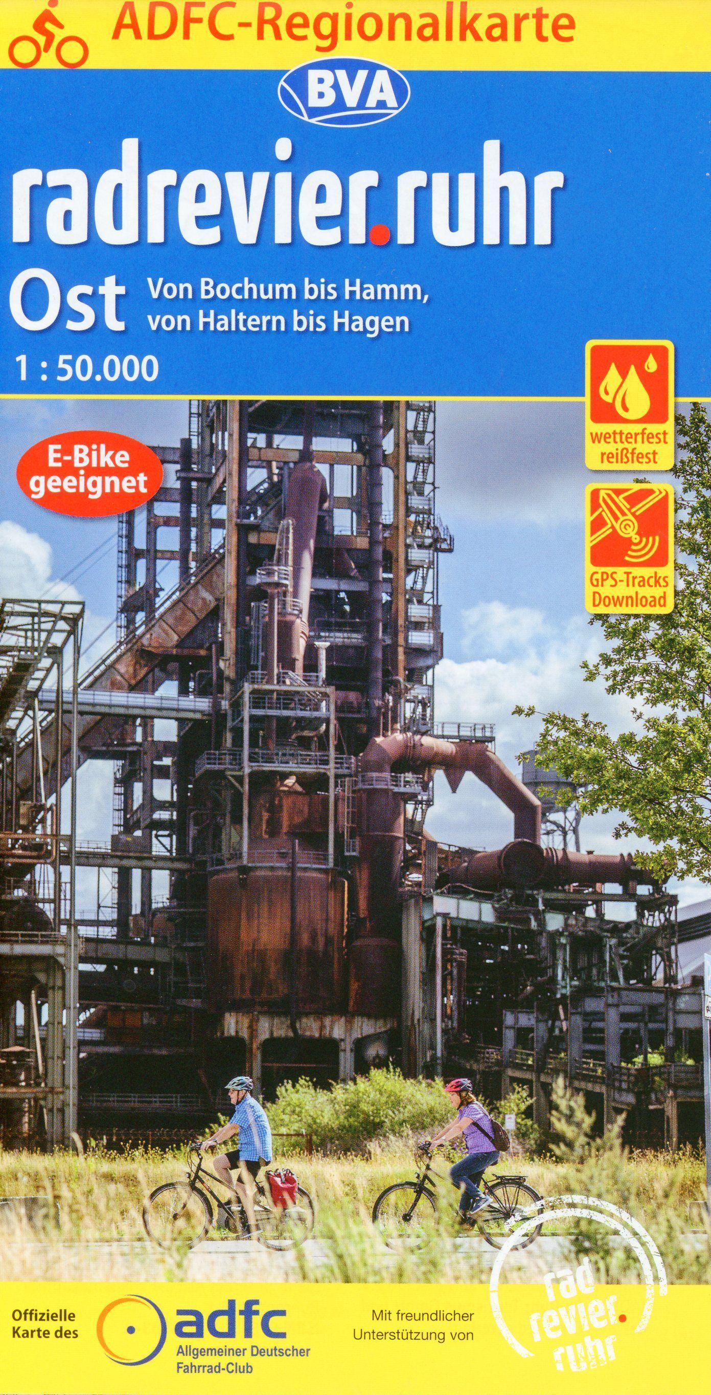 Vorderes Coverbild ADFC-Regionalkarte radrevier.ruhr Ost, 1:50.000, mit Tagestourenvorschlägen, reiß- und wetterfest, E-Bike-geeignet, GPS-Tracks Download
