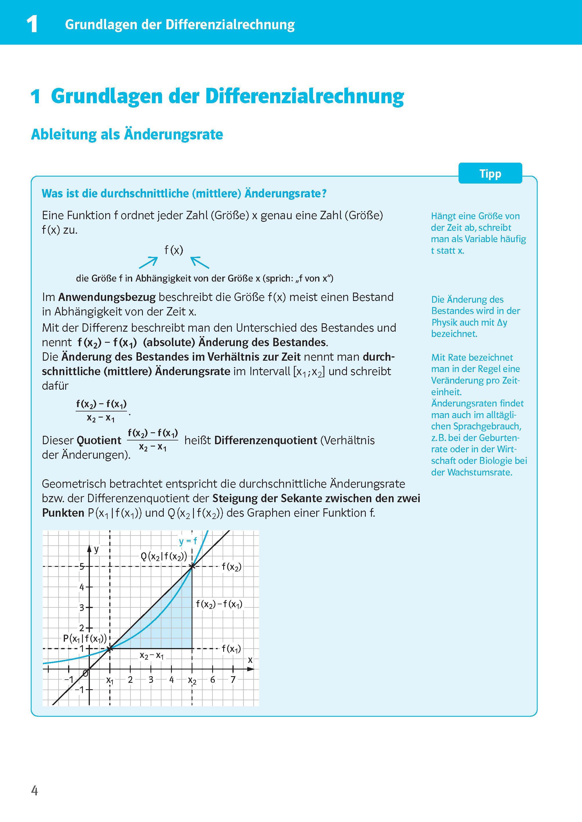 Beispielinhalt (Bild) Sicher im Abi 10-Minuten-Training Oberstufe Mathematik Differenzialrechnung