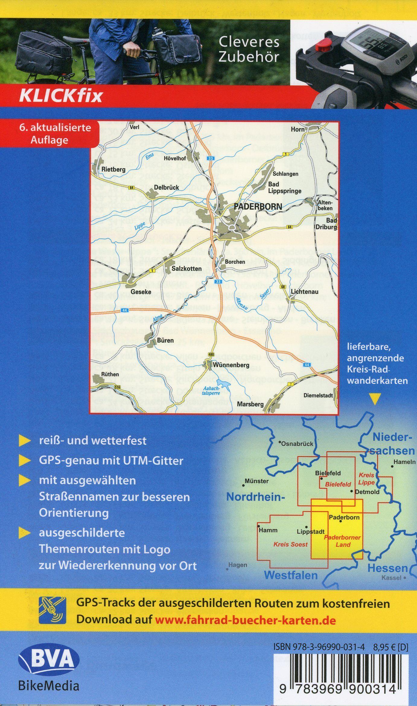 Beispielinhalt (Bild) Radwanderkarte BVA Die schönsten Radtouren im Paderborner Land 1:50.000, reiß- und wetterfest, GPS-Tracks Download