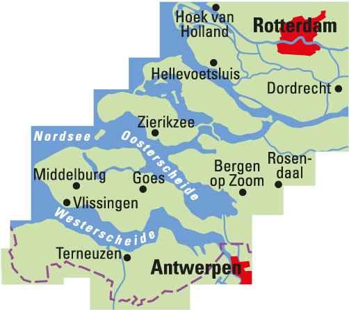 Rückseitencover ADFC-Regionalkarte Seeland Rotterdam, 1:75.000, mit Tagestourenvorschlägen, reiß- und wetterfest, E-Bike-geeignet, mit Knotenpunkten, GPS-Tracks Download