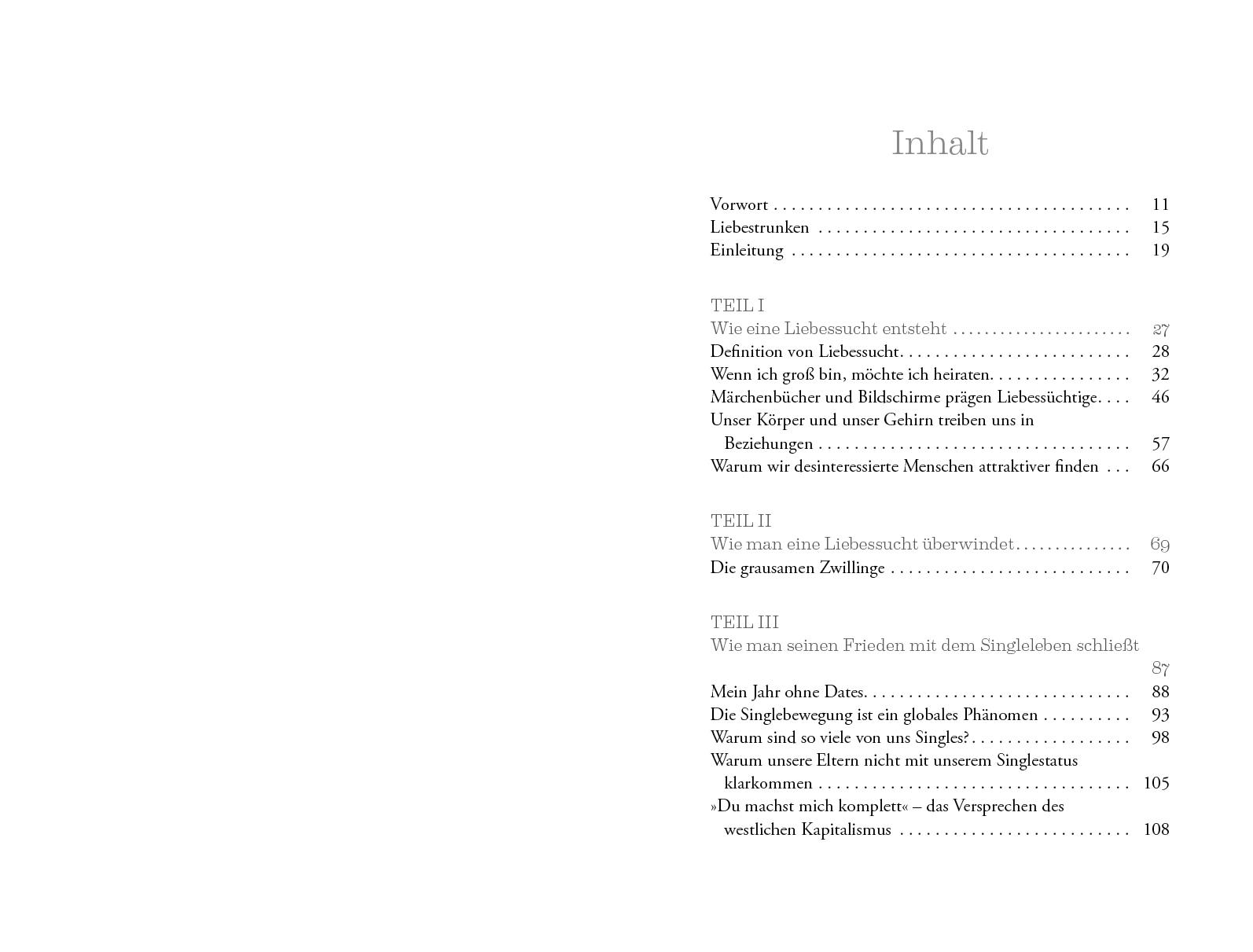 Beispielinhalt (Bild) Vom unerwarteten Vergnügen, Single zu sein