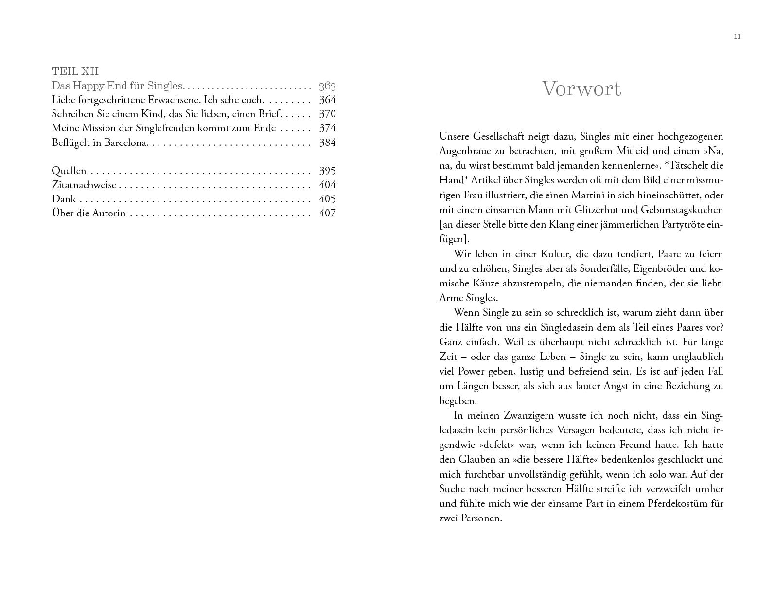 Beispielinhalt (Bild) Vom unerwarteten Vergnügen, Single zu sein