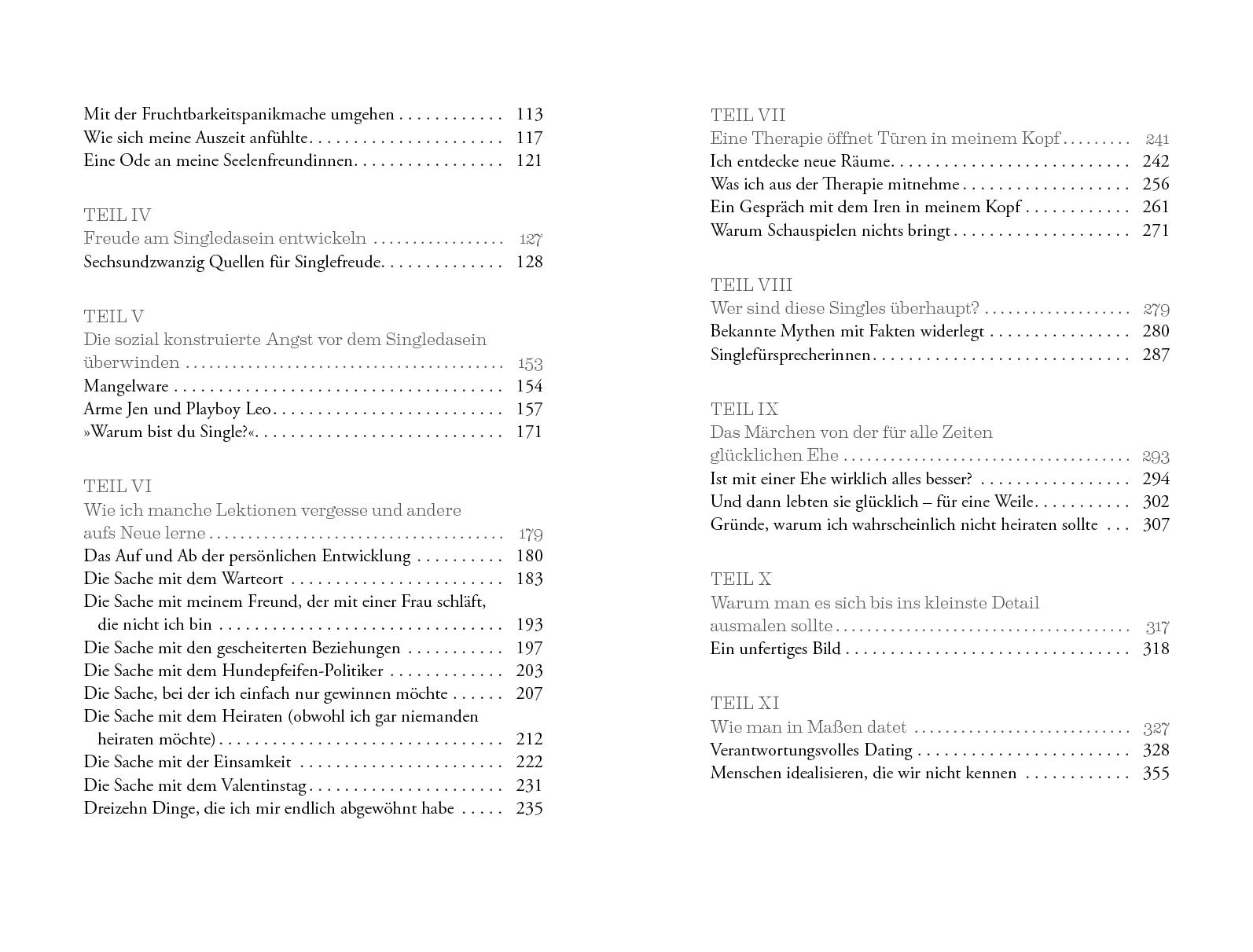 Beispielinhalt (Bild) Vom unerwarteten Vergnügen, Single zu sein