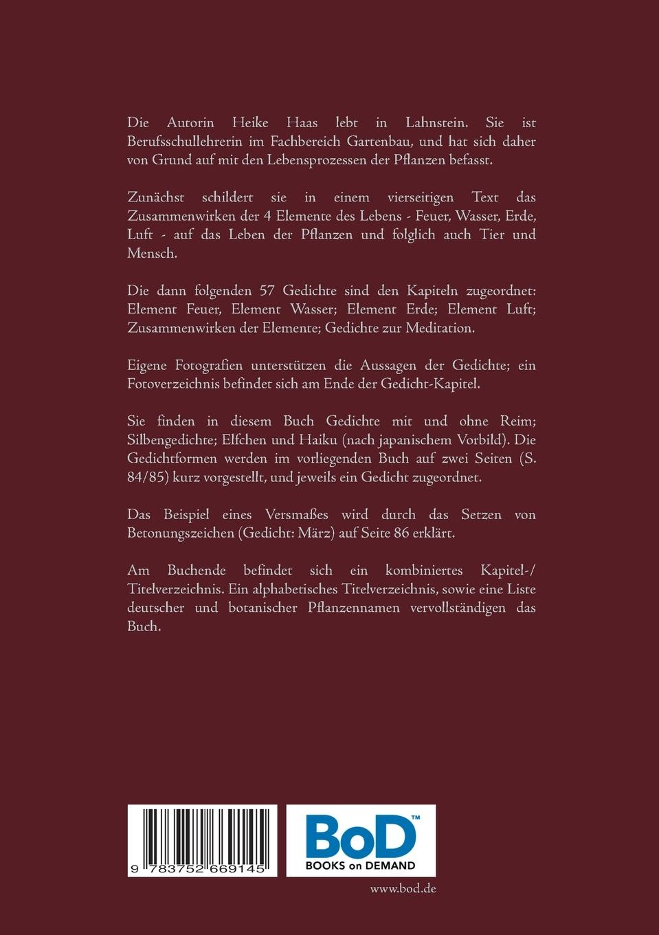 Rückseitencover Die 4 Elemente des Lebens