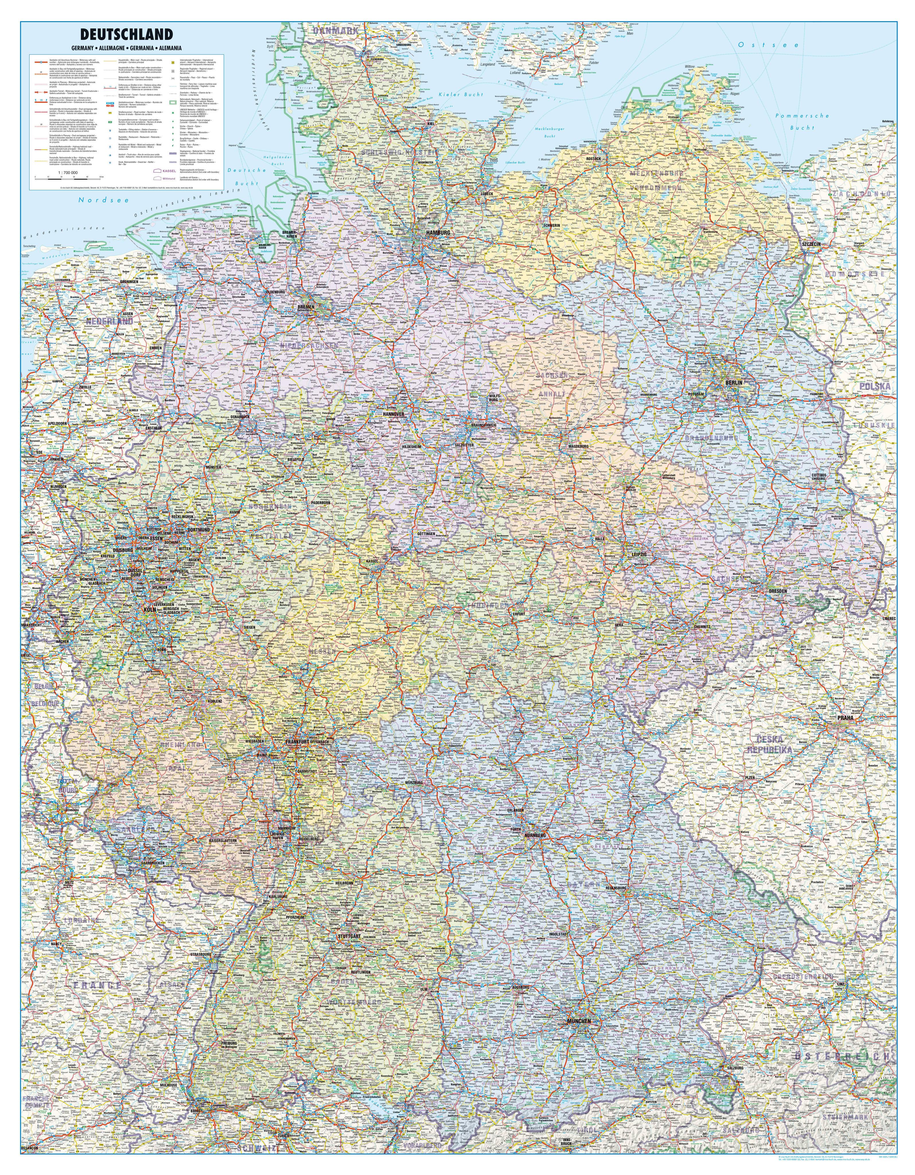 Vorderes Coverbild Poster Straßenkarte Deutschland. Maßstab 1:700 000